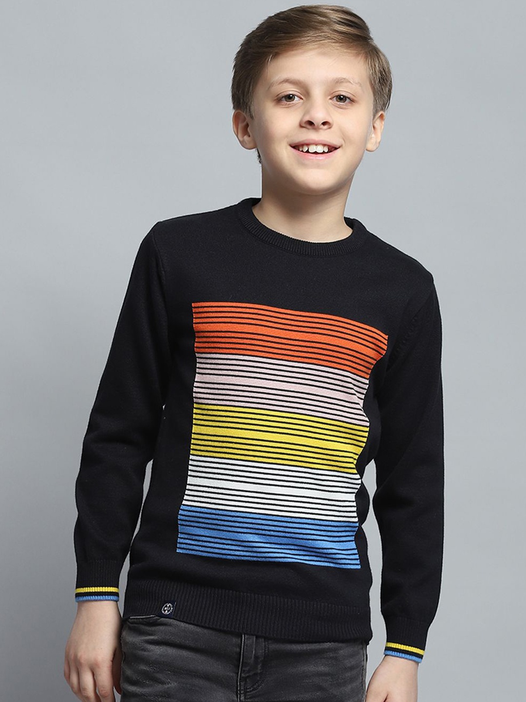 

Monte Carlo Boys Striped Pullover, Black