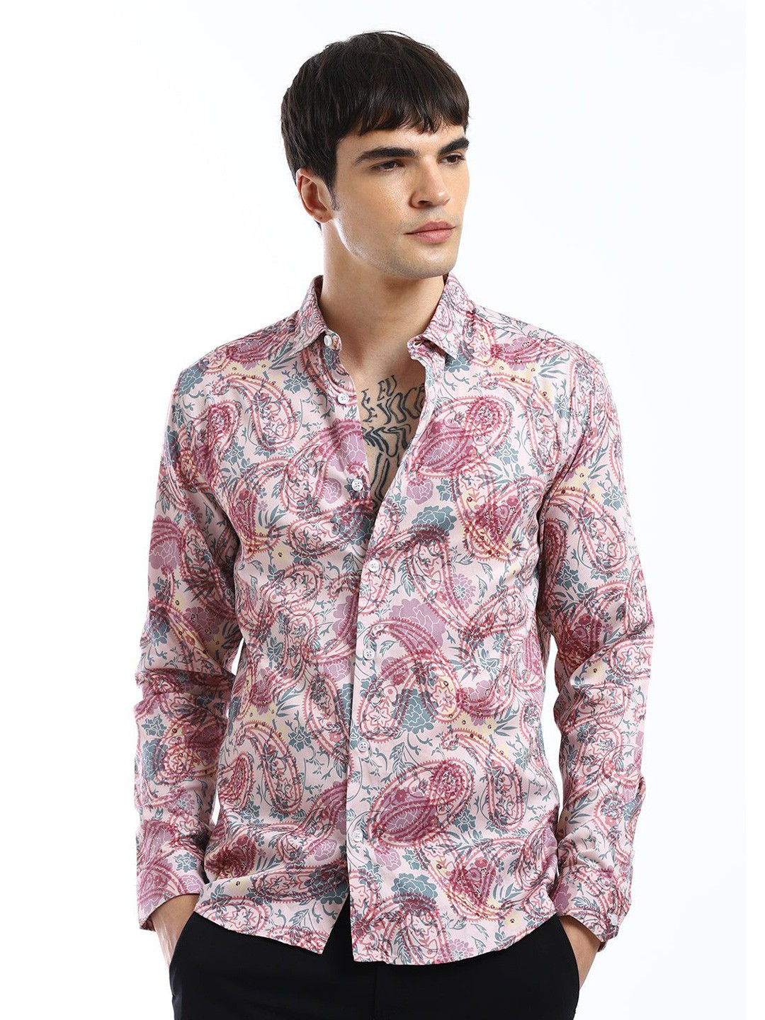 

Banana Club Men Relaxed Slim Fit Floral Opaque Printed Casual Shirt, Grey