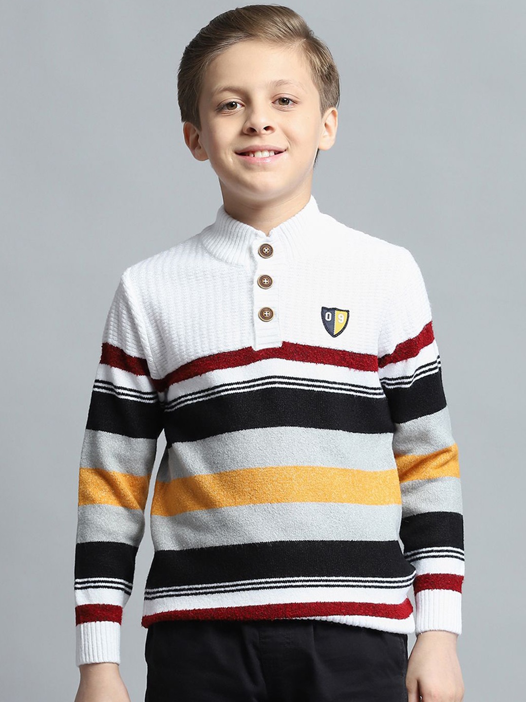 

Monte Carlo Boys Striped Woollen Pullover, White