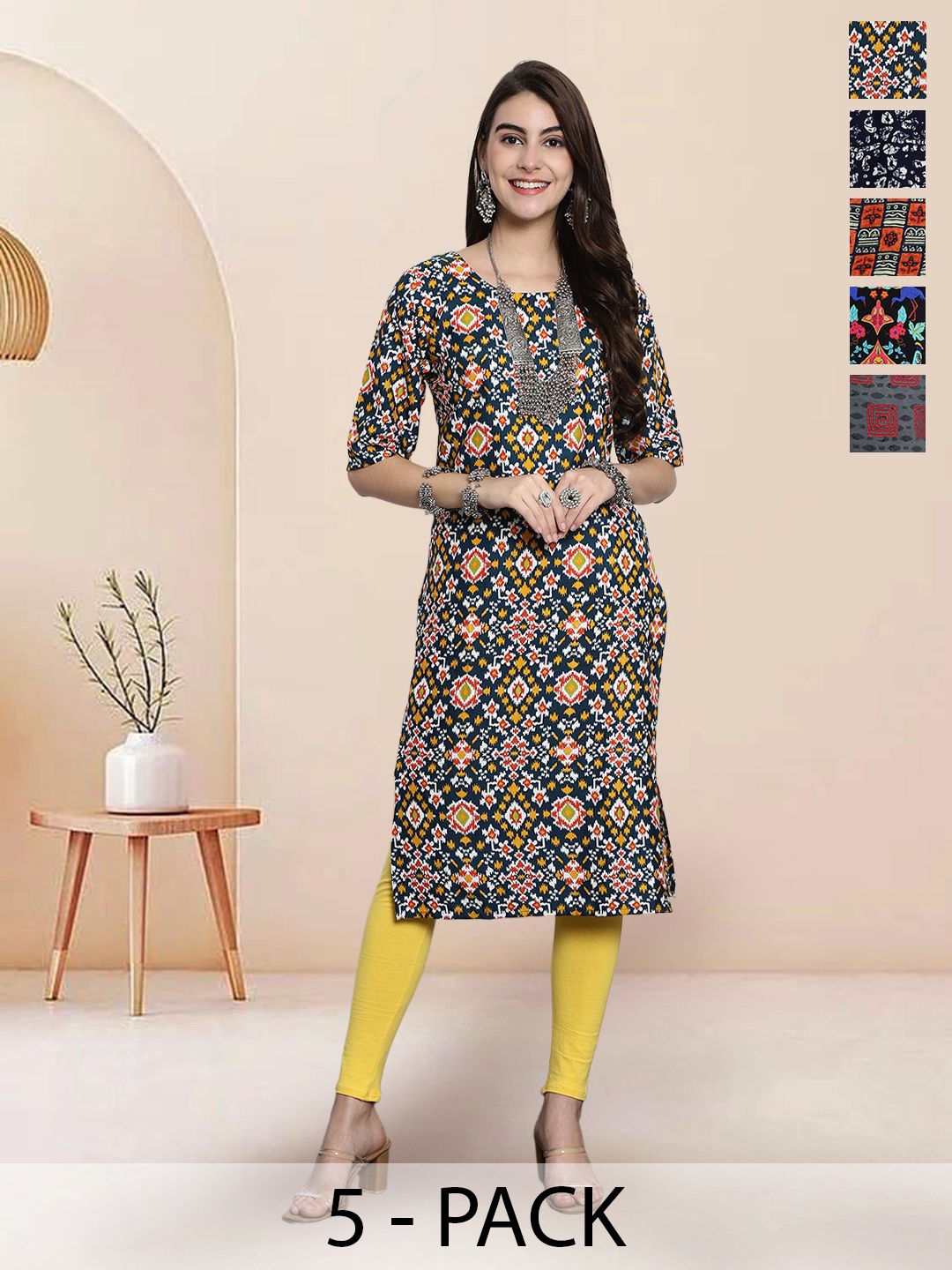 

7Threads Women Ethnic Motifs Printed Floral Crepe Kurta, Multi