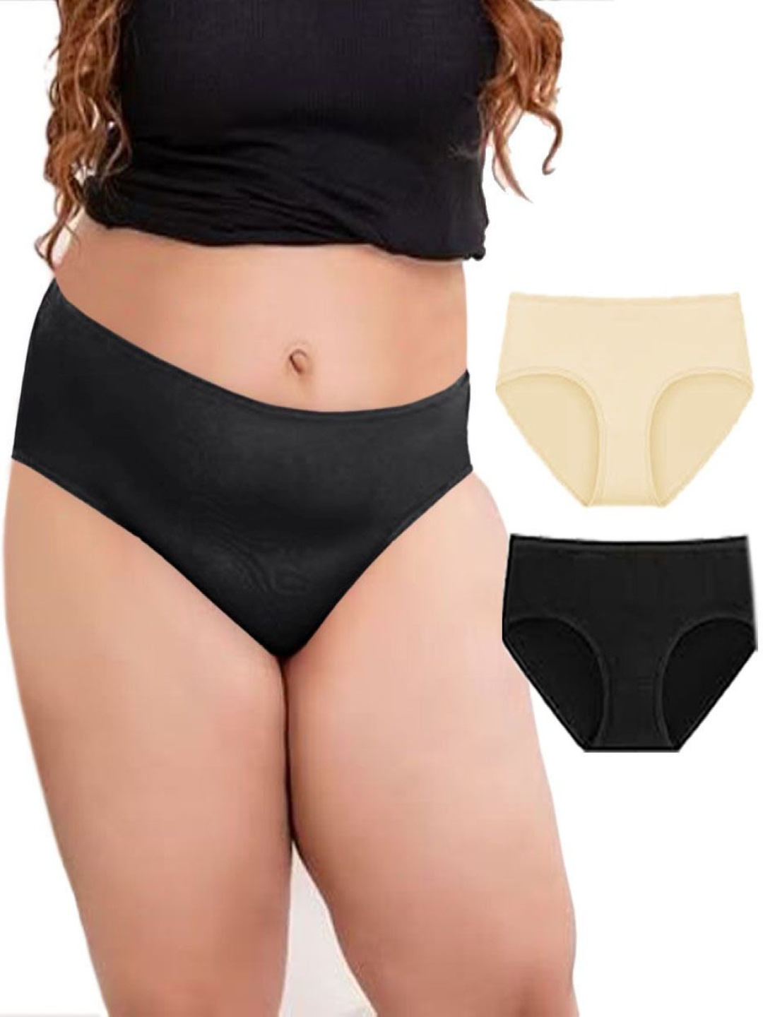 

Diving deep Pack Of 2 Cotton Hipster Briefs DD174 S, B New Pant_ies_2 PC_XS, Black