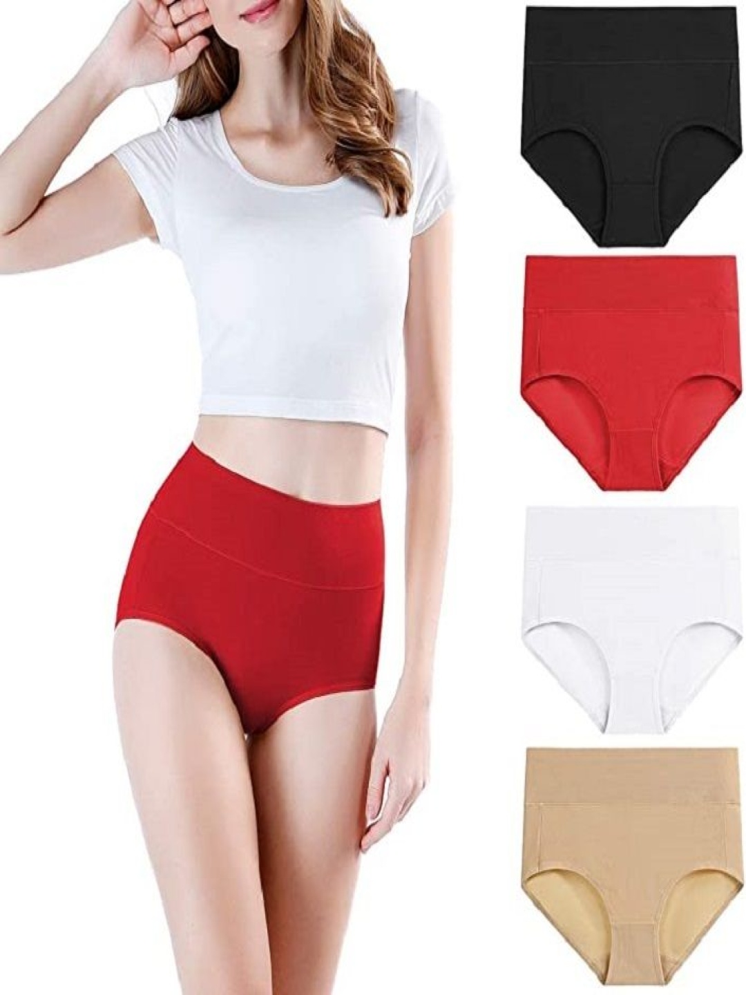 

Diving Deep Pack Of 4 Cotton High-Rise Hipster Briefs F_7_3XL, Red