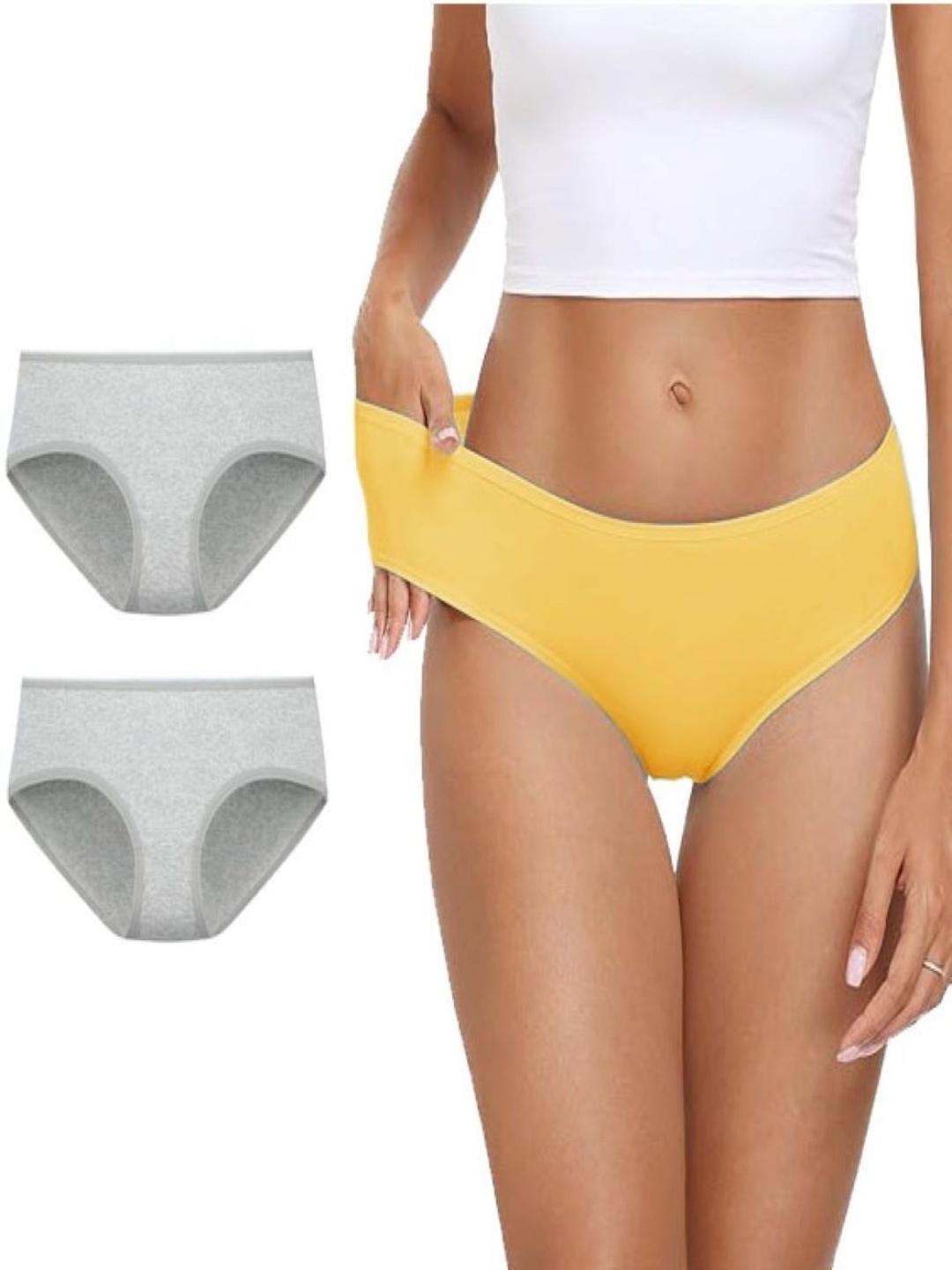 

Diving Deep Pack Of 3 Cotton Mid-Rise Hipster Briefs DD111 G2, Y New Pant_ies_3 PC_L, Grey