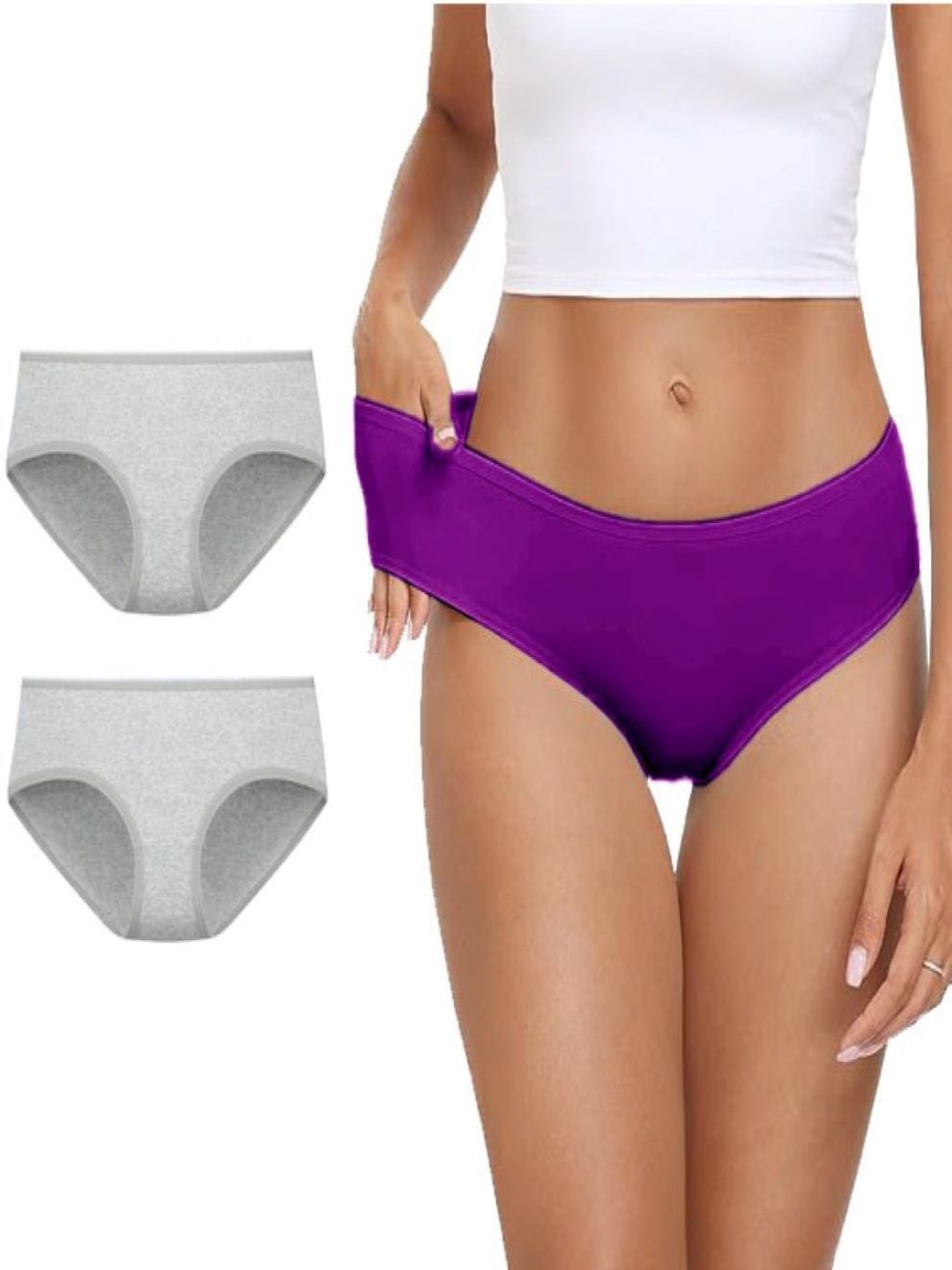 

Diving Deep Pack Of 3 Hipster Briefs DD109 G2, Purple New Pant_ies_3 PC_S, Grey