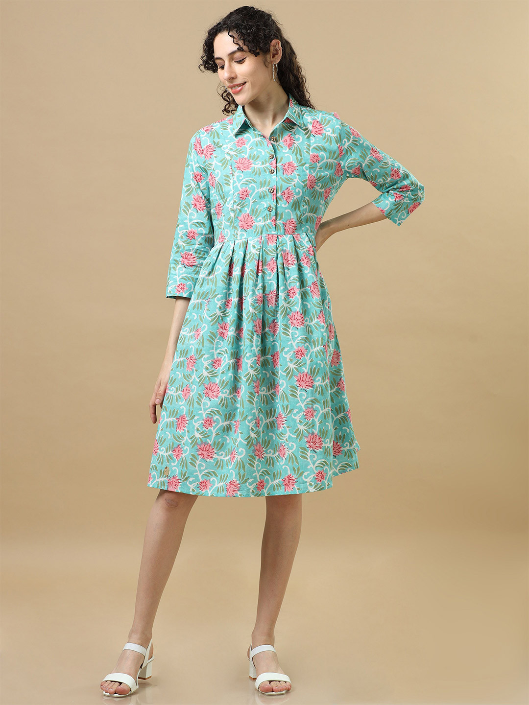 

Hassu's Floral Print Shirt Dress, Green
