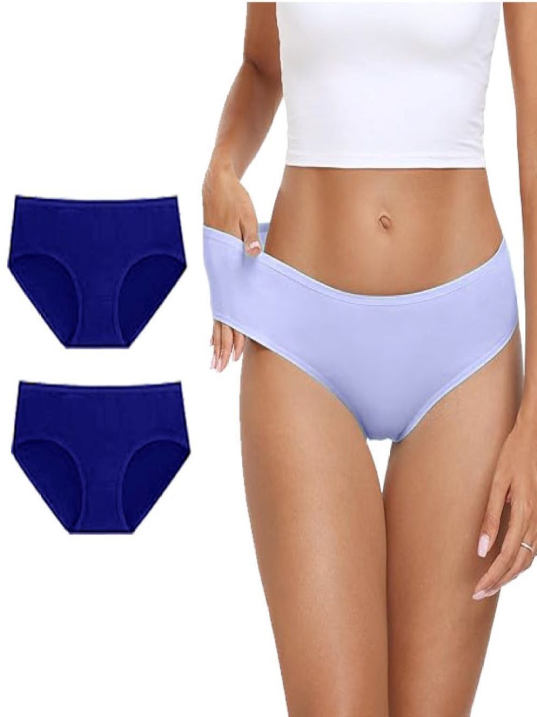 

Diving Deep Pack Of 3 Cotton Mid-Rise Hipster Briefs DD135 Blue2, 47 New Pant_ies_3 PC_S, Blue