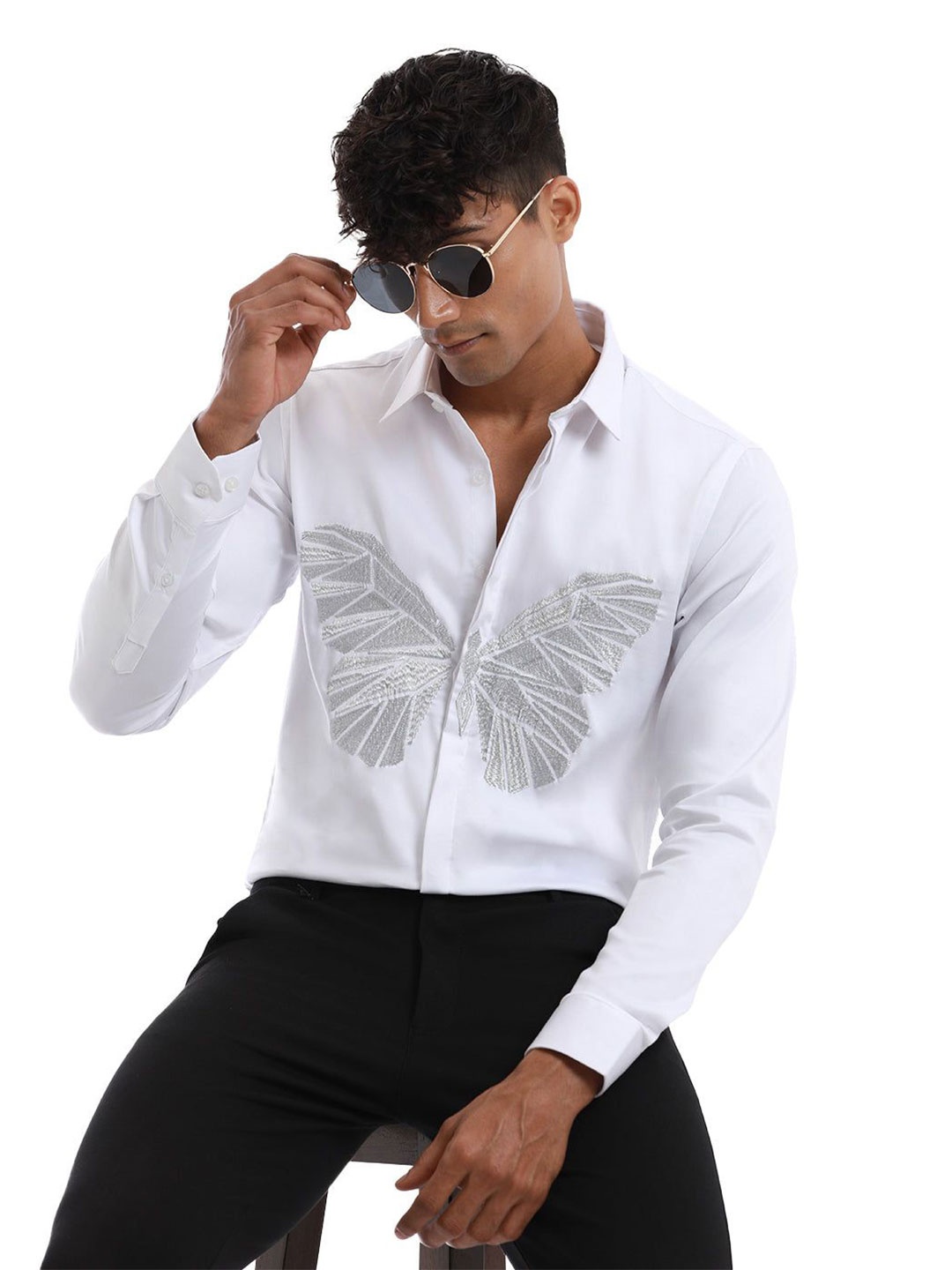 

Banana Club Men Classic Slim Fit Opaque Semiformal Shirt, White