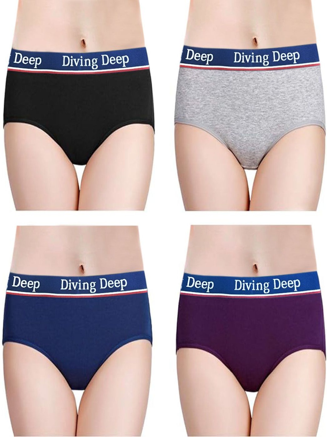 

Diving Deep Pack Of 4 Mid-Rise Hipster Briefs DD345 B, G, Blue, Purple D101_4 PC_XXL, Black