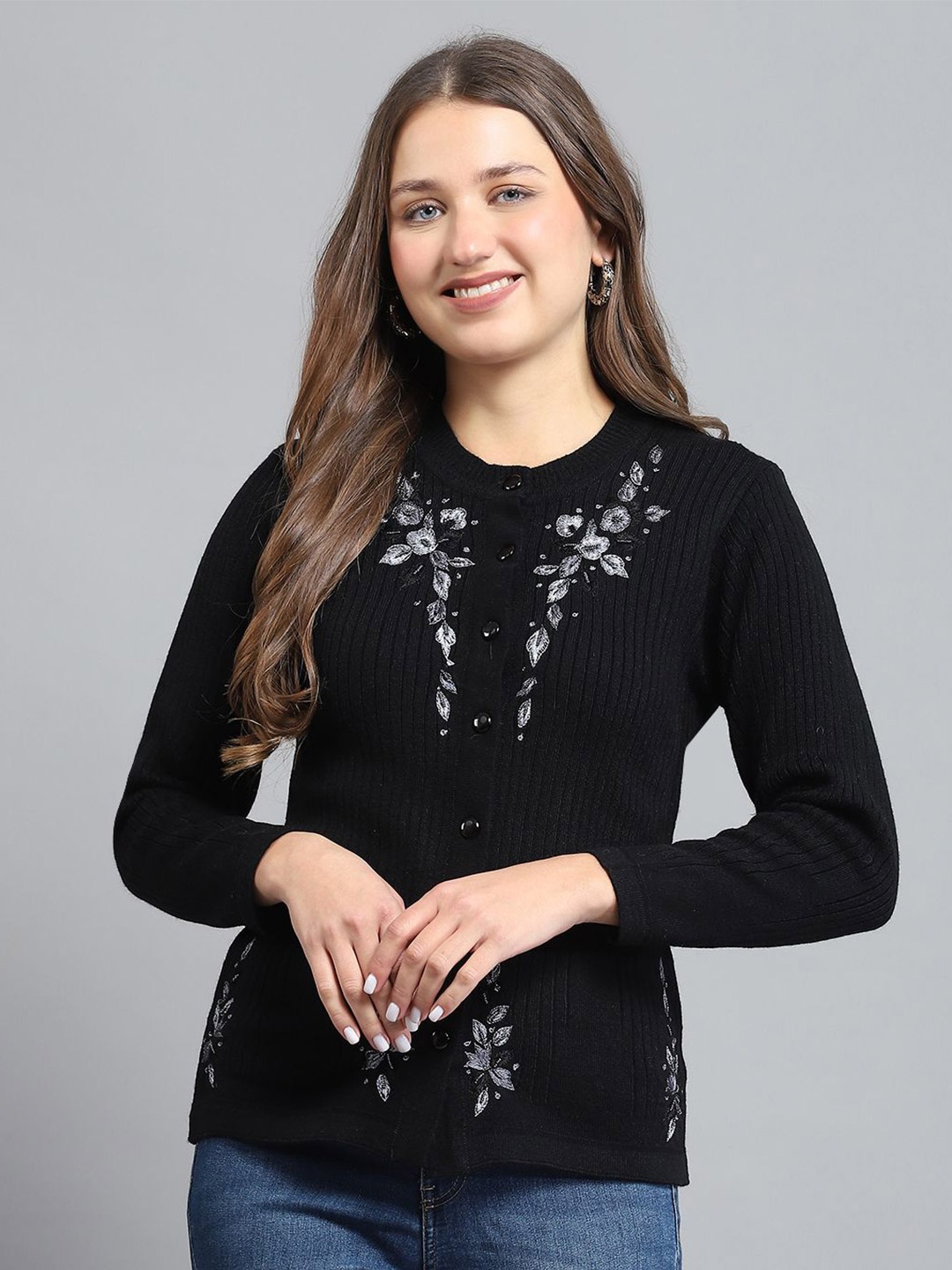 

Monte Carlo Women Woollen with Embellished Detail, Black