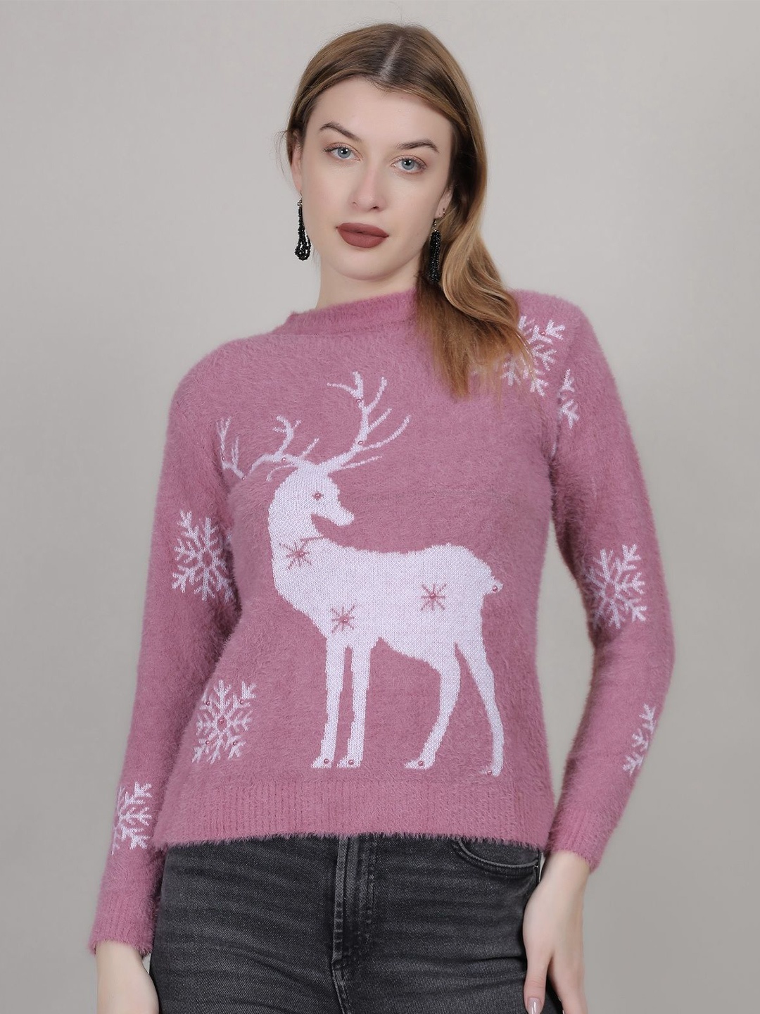 

Thansmay Kleider Women Woollen Pullover, Pink