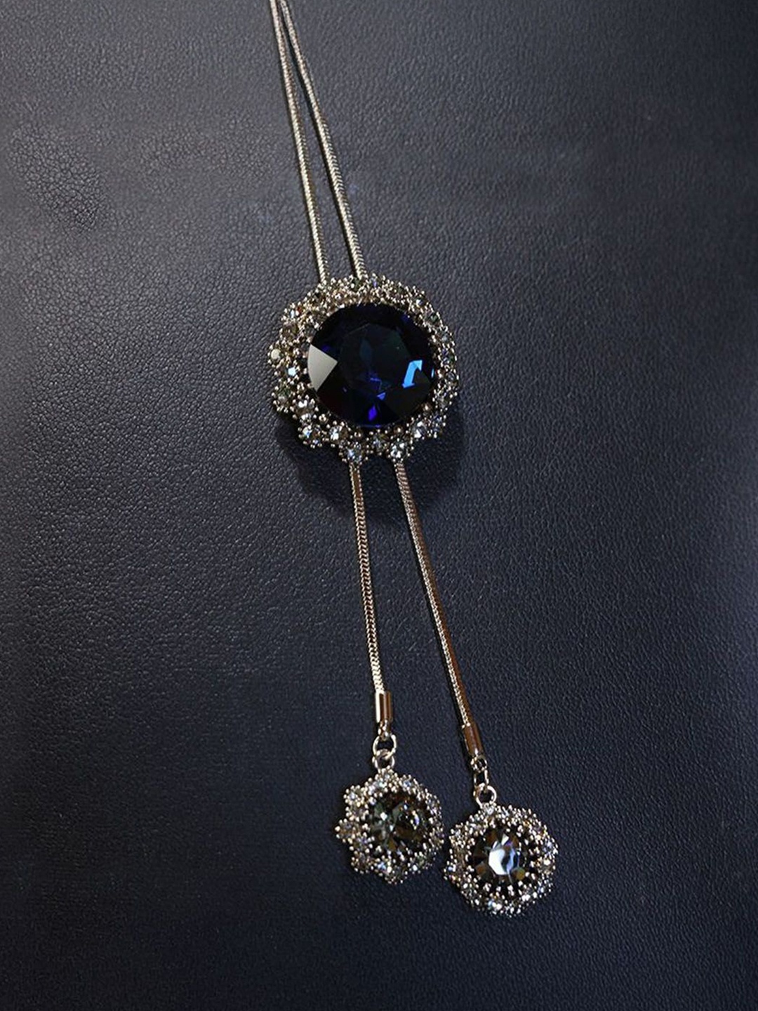 

StyleCast Silver-Toned & Blue Stone Studded Elegant Minimal Chain