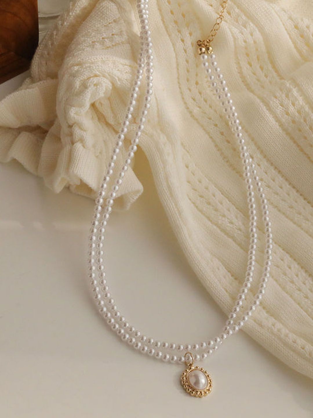 

StyleCast Silver-Toned & White Elegant Beaded Layered Necklace, Gold