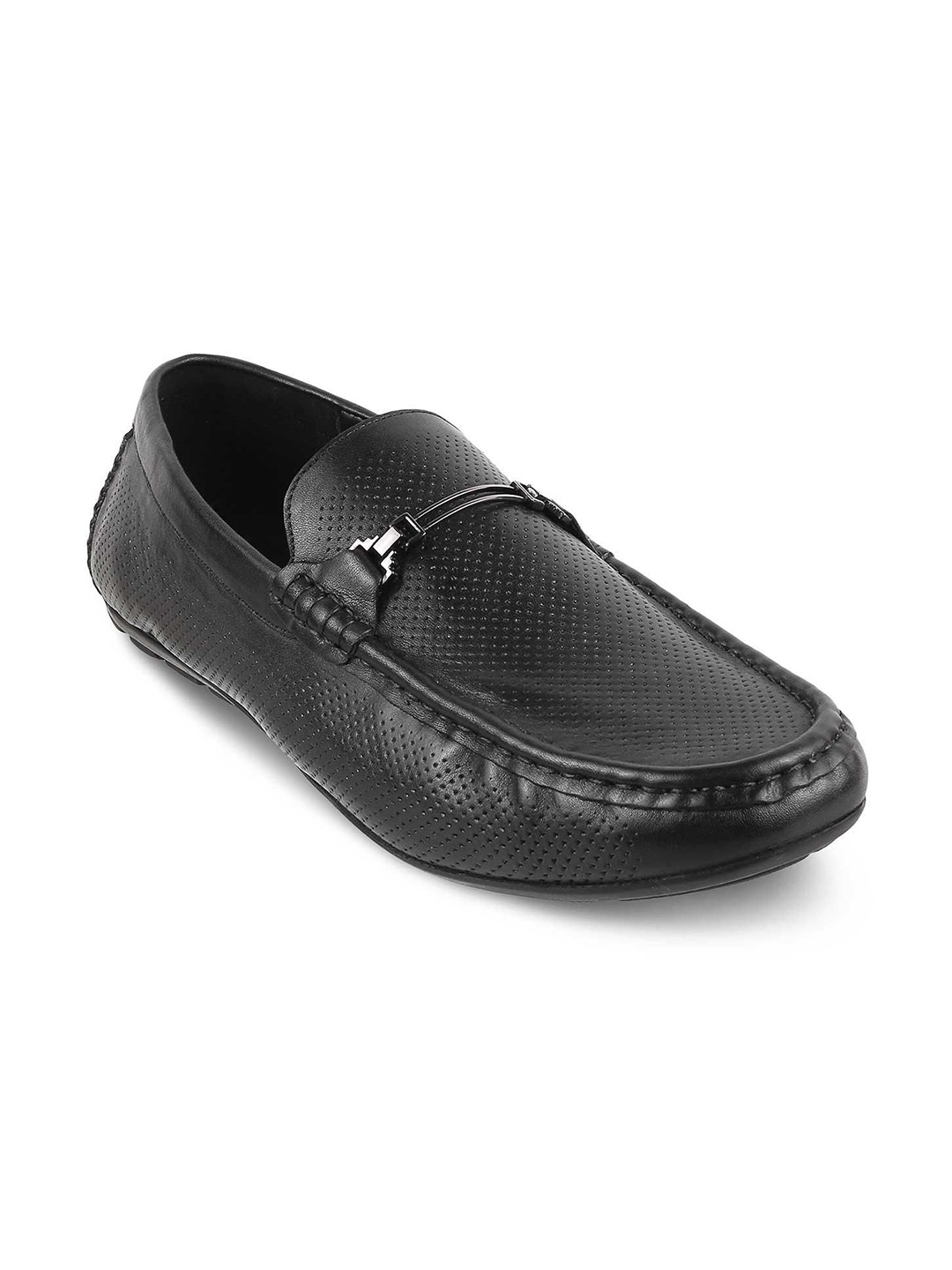 

Tresmode Men Leather Formal Loafers, Black