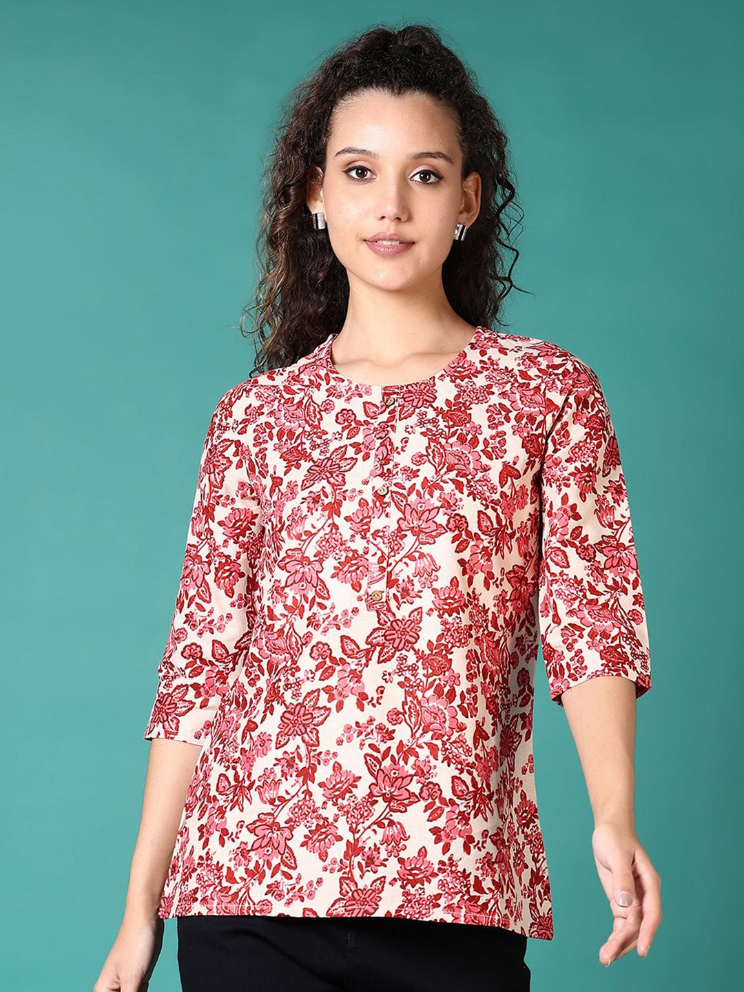 

V-Mart Floral Printed Kurti, Off white