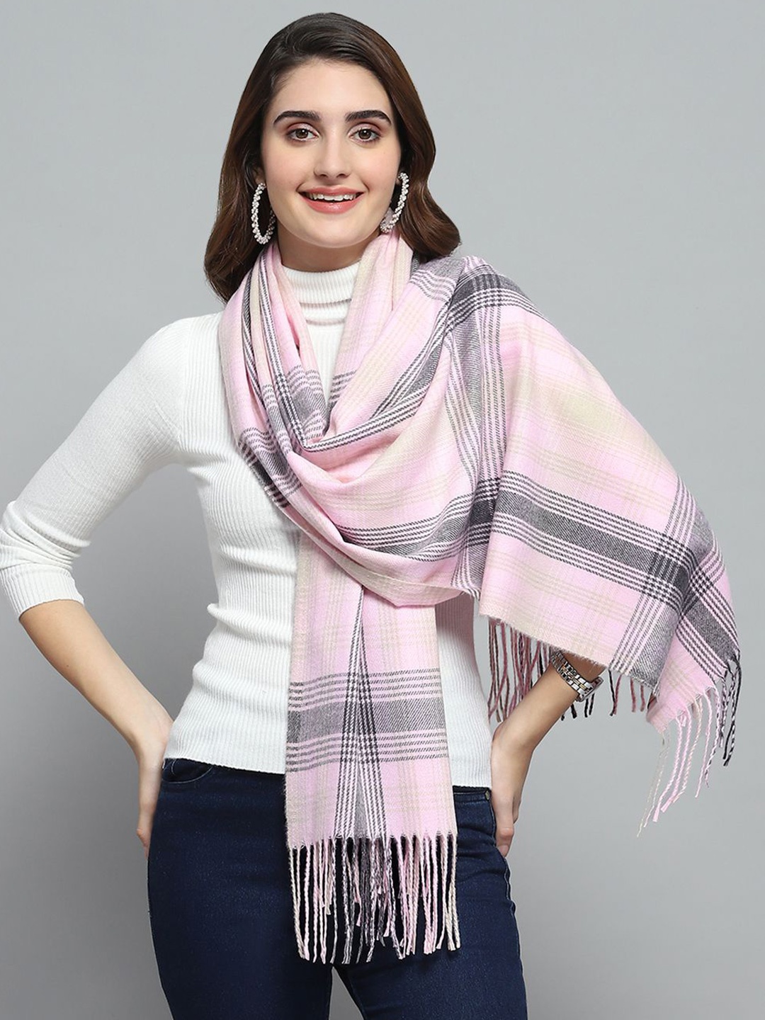 

Monte Carlo Women Checked Stole, Pink