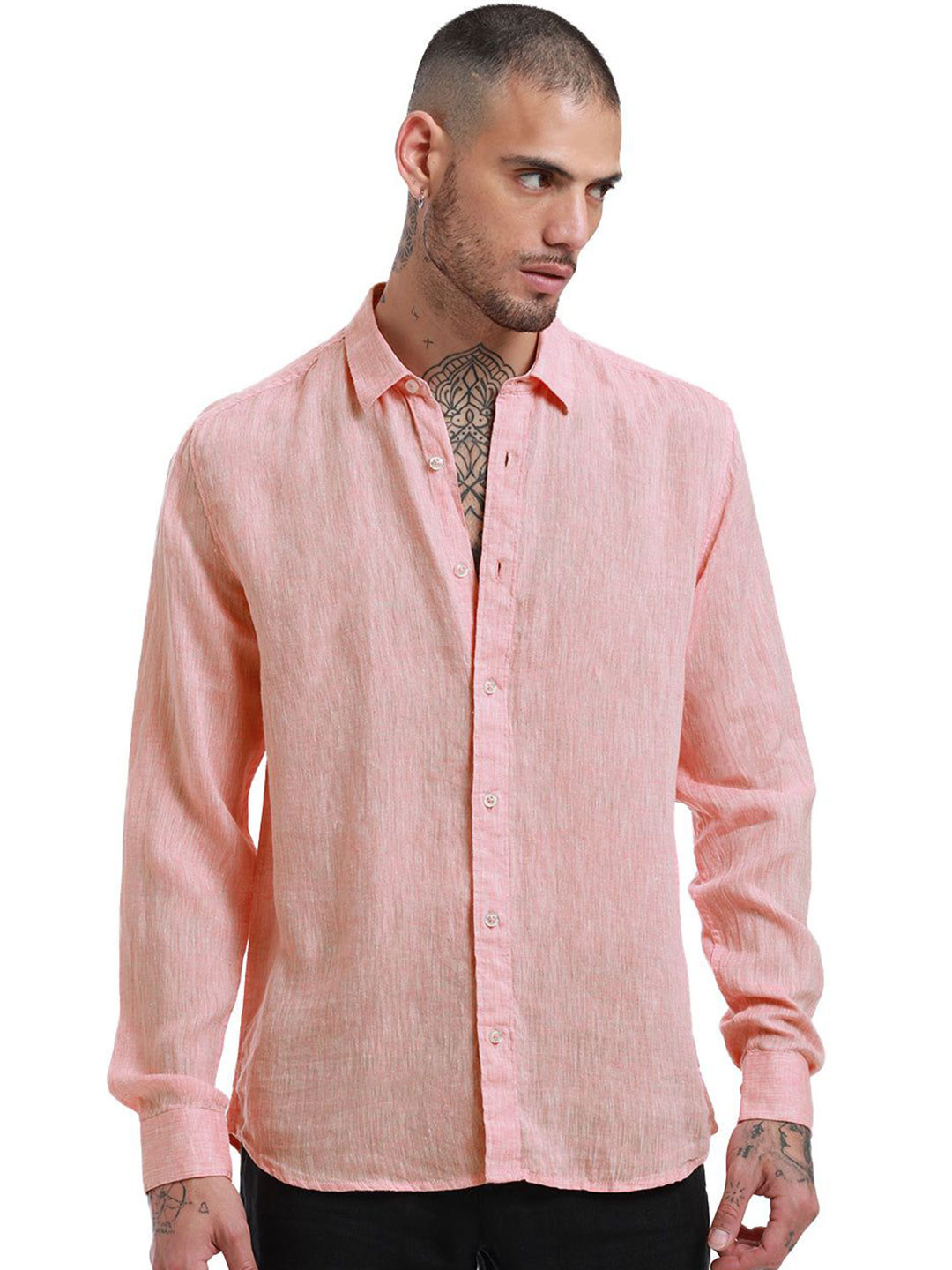 

Banana Club Men Relaxed Slim Fit Opaque Semiformal Shirt, Peach