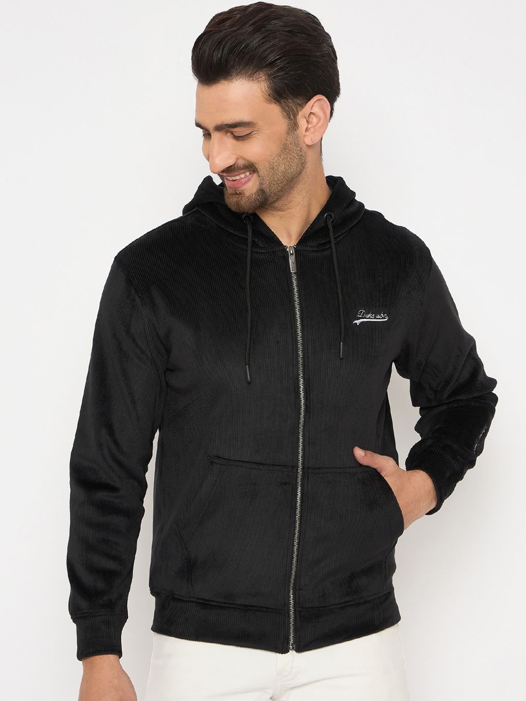 

Duke Men Striped Hooded Sweatshirt, Black