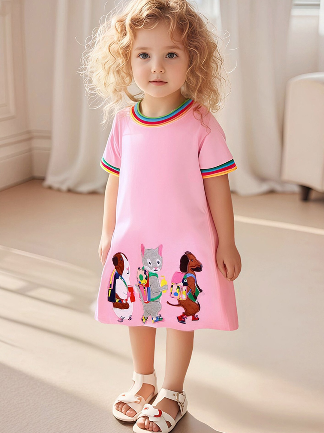 

LULU & SKY Print Organic Cotton T-shirt Dress, Pink