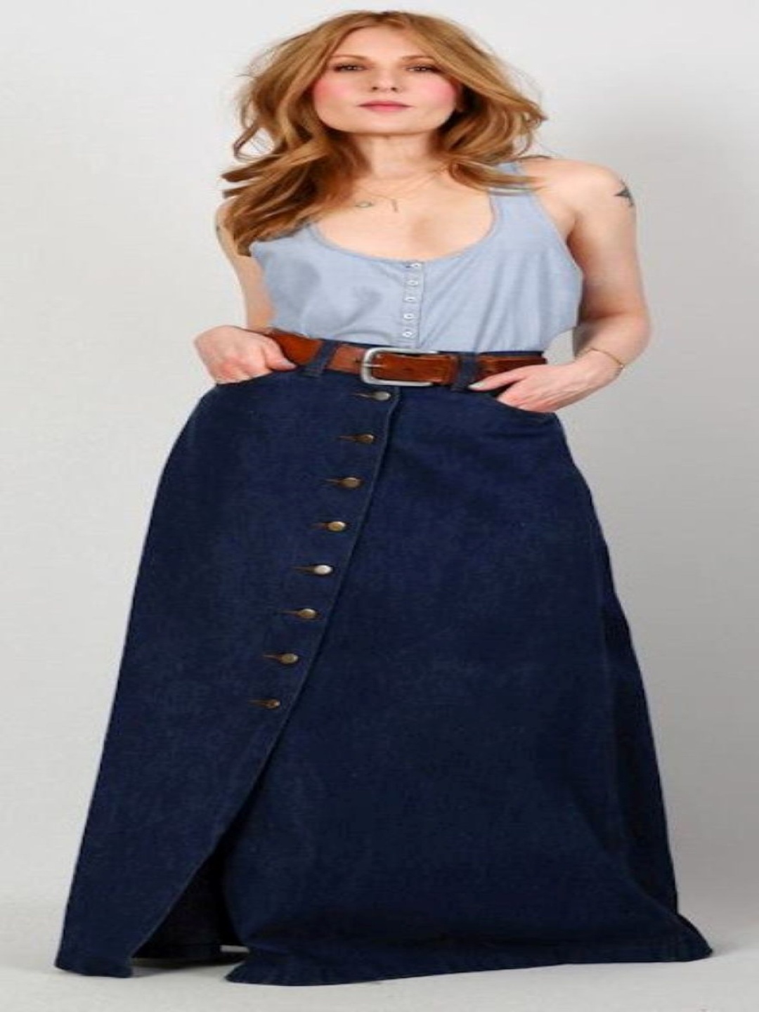 

Tripursundari Fashion A-Line Maxi Skirt, Navy blue