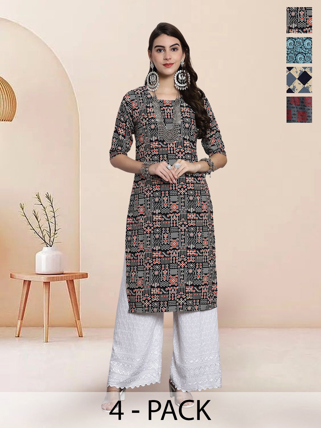 

7Threads Women Ethnic Motifs Printed Floral Crepe Kurta, Multi
