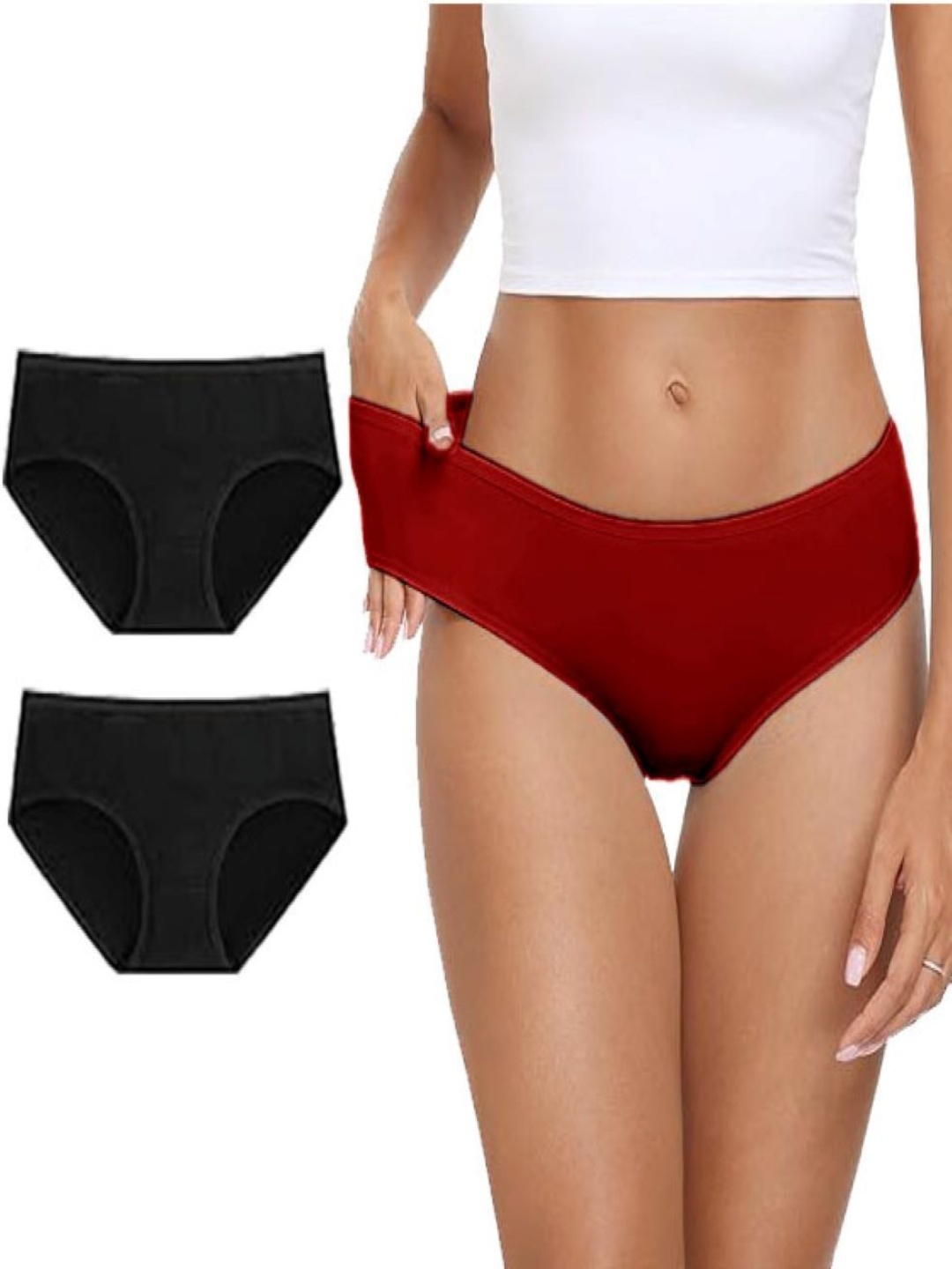 

Diving Deep Pack Of 3 Mid-Rise Hipster Briefs DD98 B2, M New Pant_ies_3 PC_M, Maroon