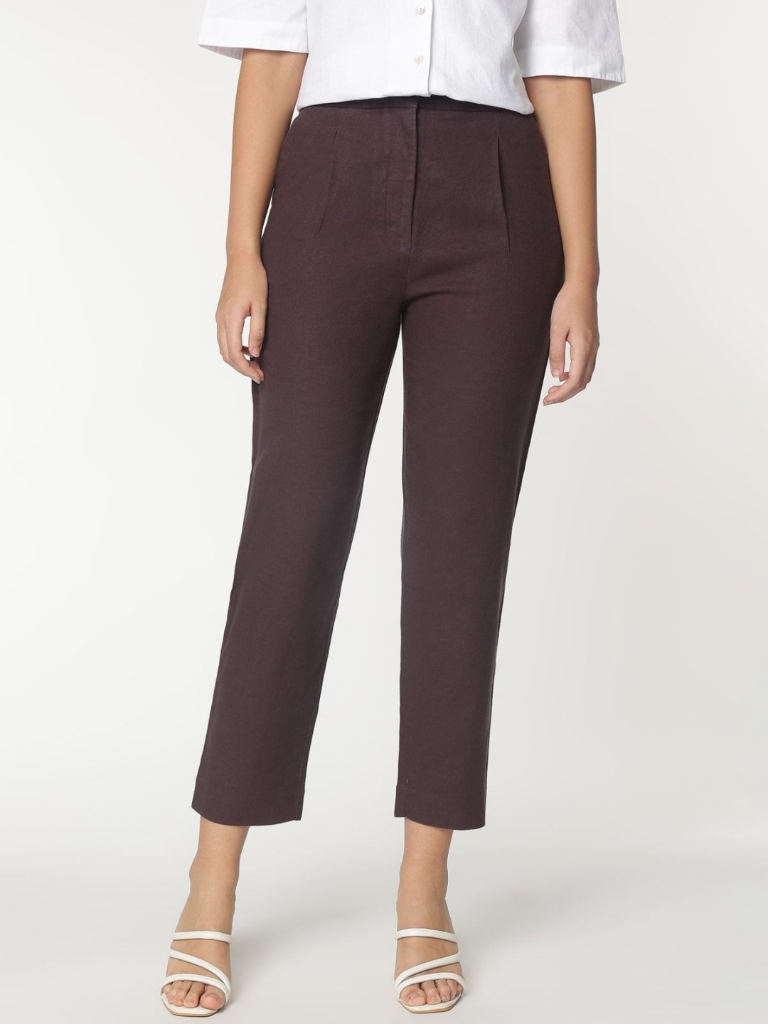 

Marks & Spencer Women High-Rise Trousers, Purple