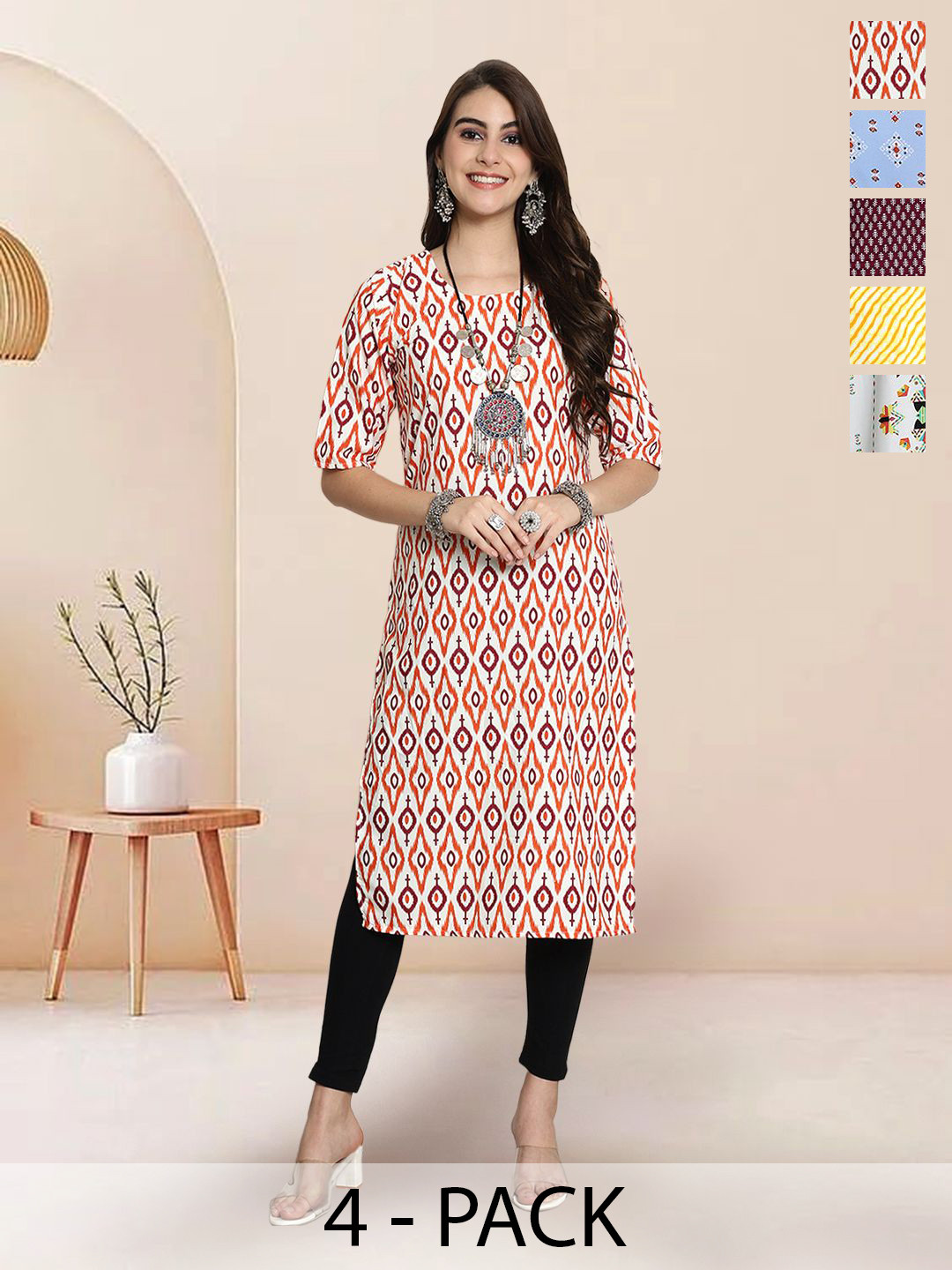 

7Threads Women Ethnic Motifs Printed Floral Crepe Kurta, Multi