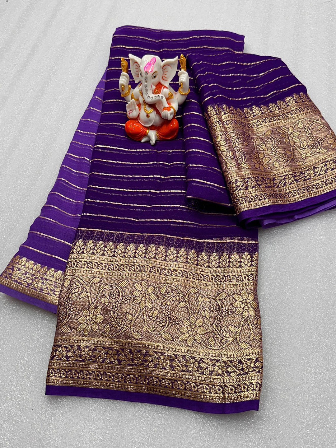 

PAYAL CREATION Woven Design Zari Pure Georgette Maheshwari Saree, Metallic