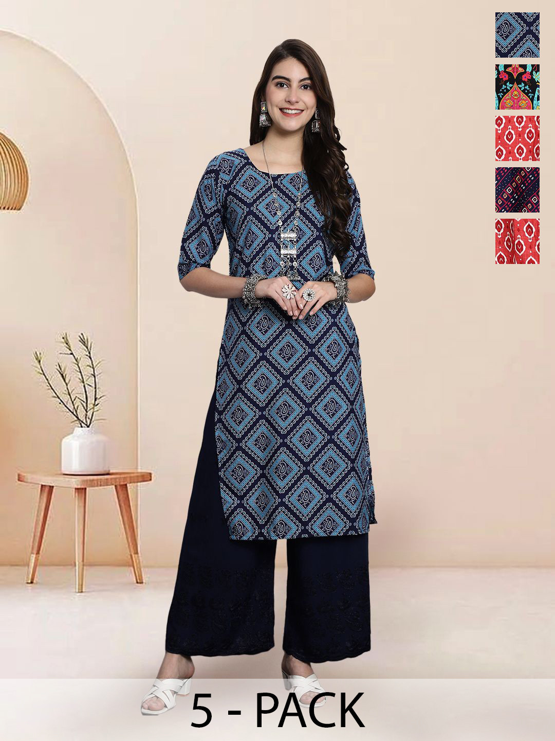 

7Threads Women Ethnic Motifs Printed Floral Crepe Kurta, Multi