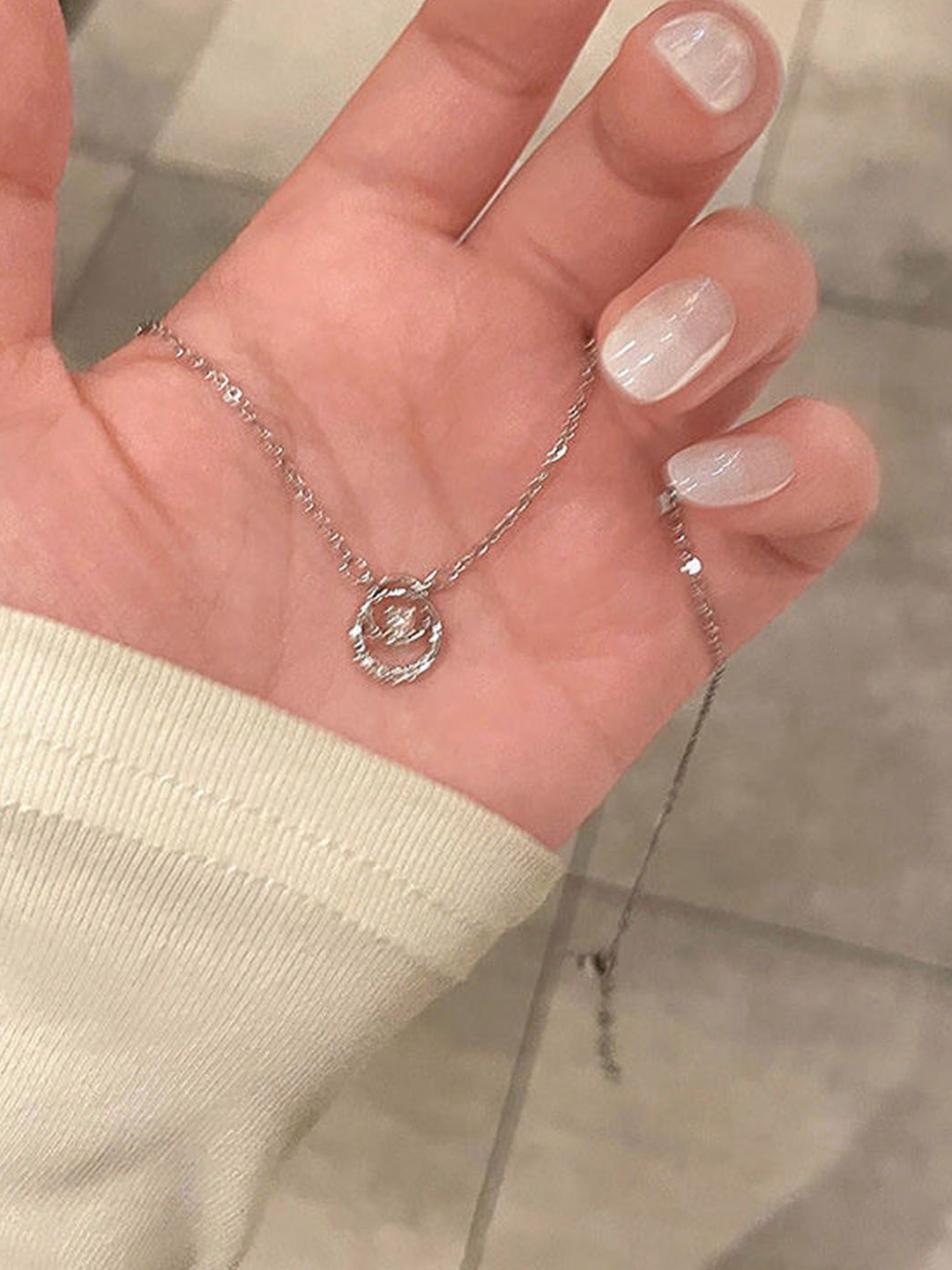 

StyleCast Silver-Toned Stone Studded Elegant Minimal Chain
