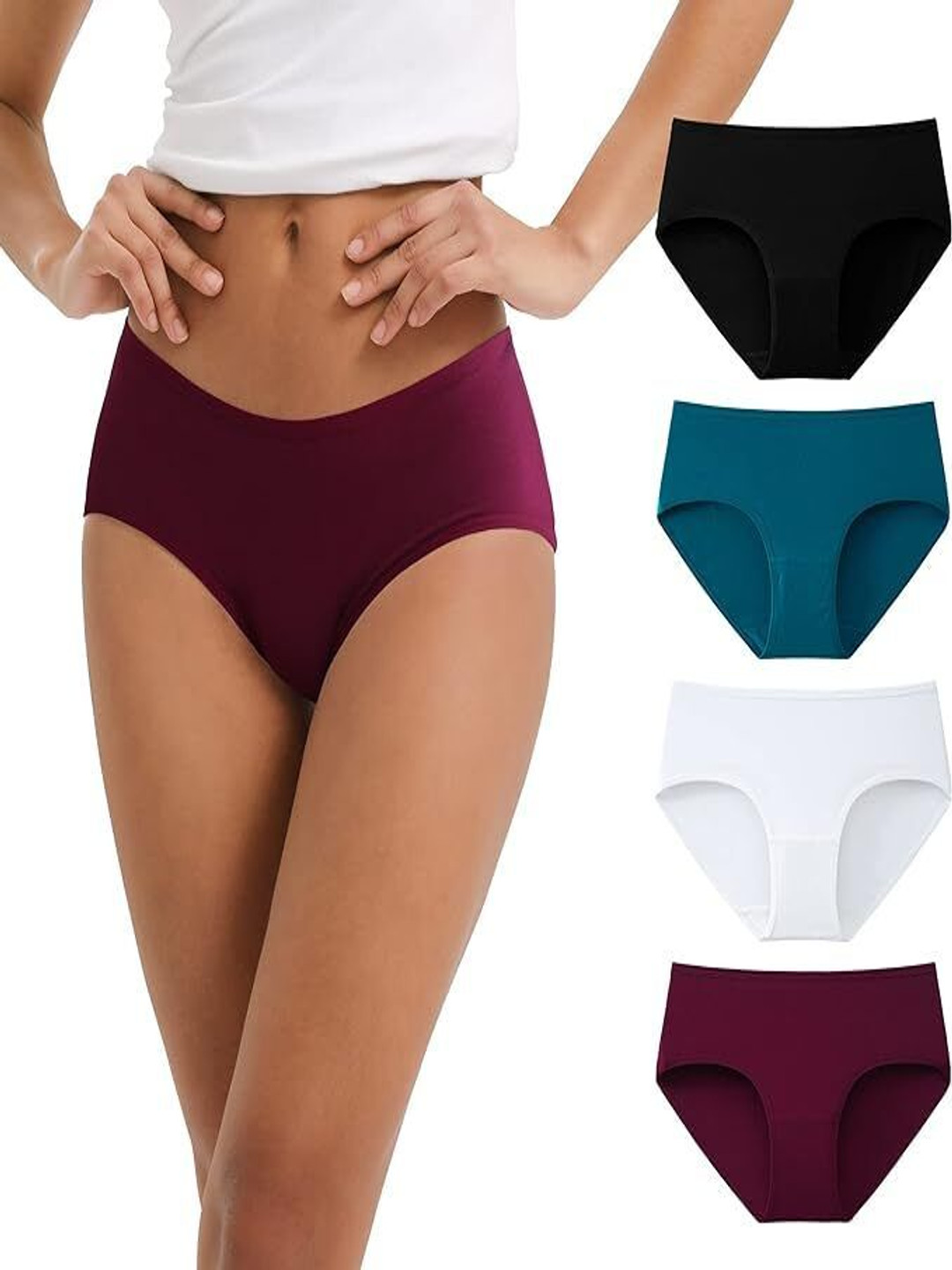 

Diving Deep Pack Of 4 Cotton Hipster Briefs 2_5N Pantiee 4 Pack__XL, White