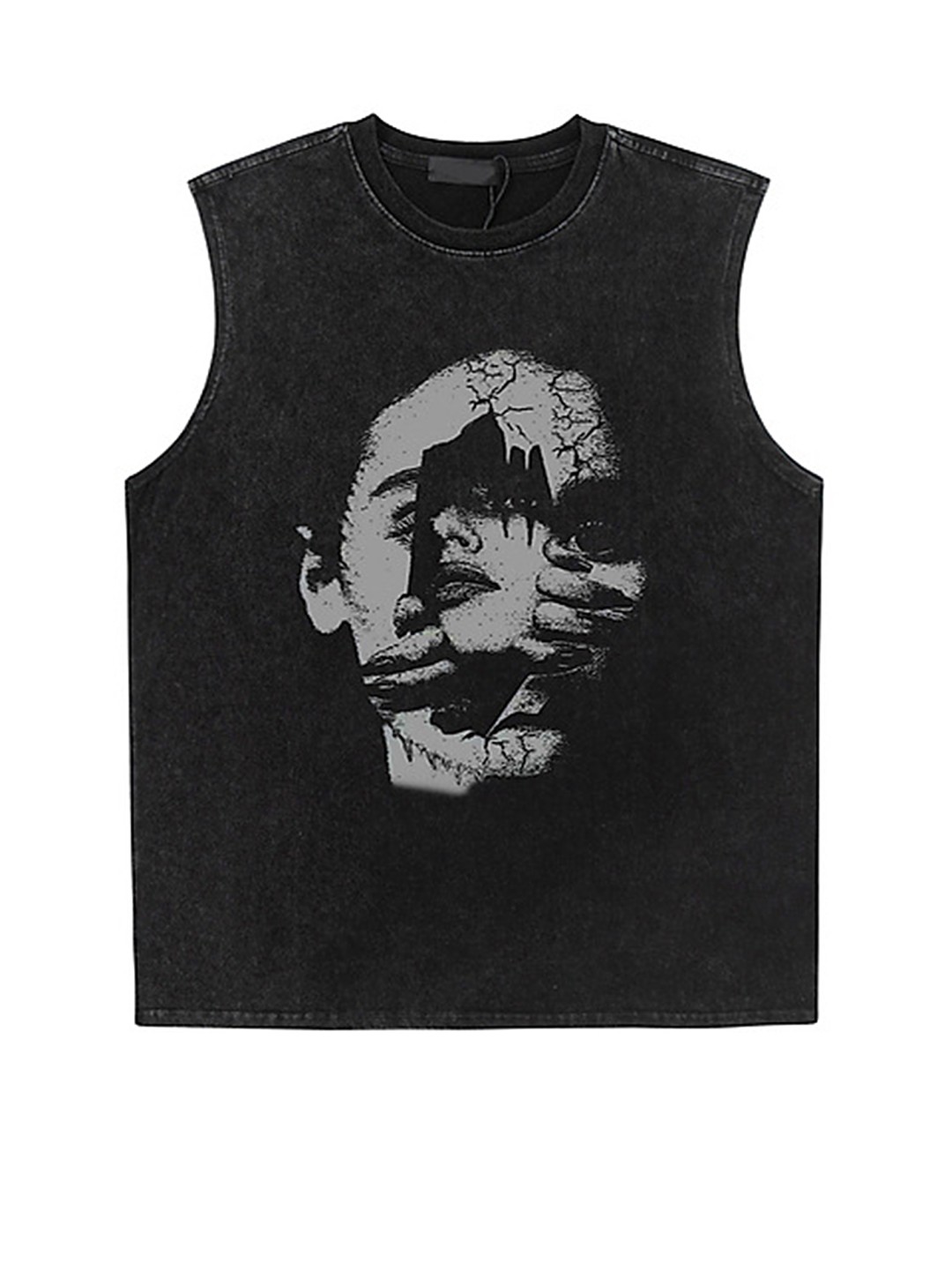 

LULU & SKY Graphic Printed Sleeveless Basic Vest, Black