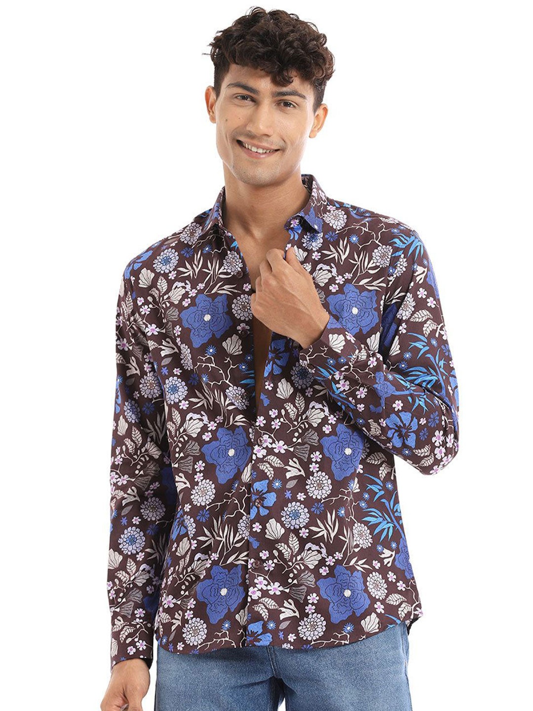 

Banana Club Men Relaxed Slim Fit Floral Opaque Printed Casual Shirt, Grey