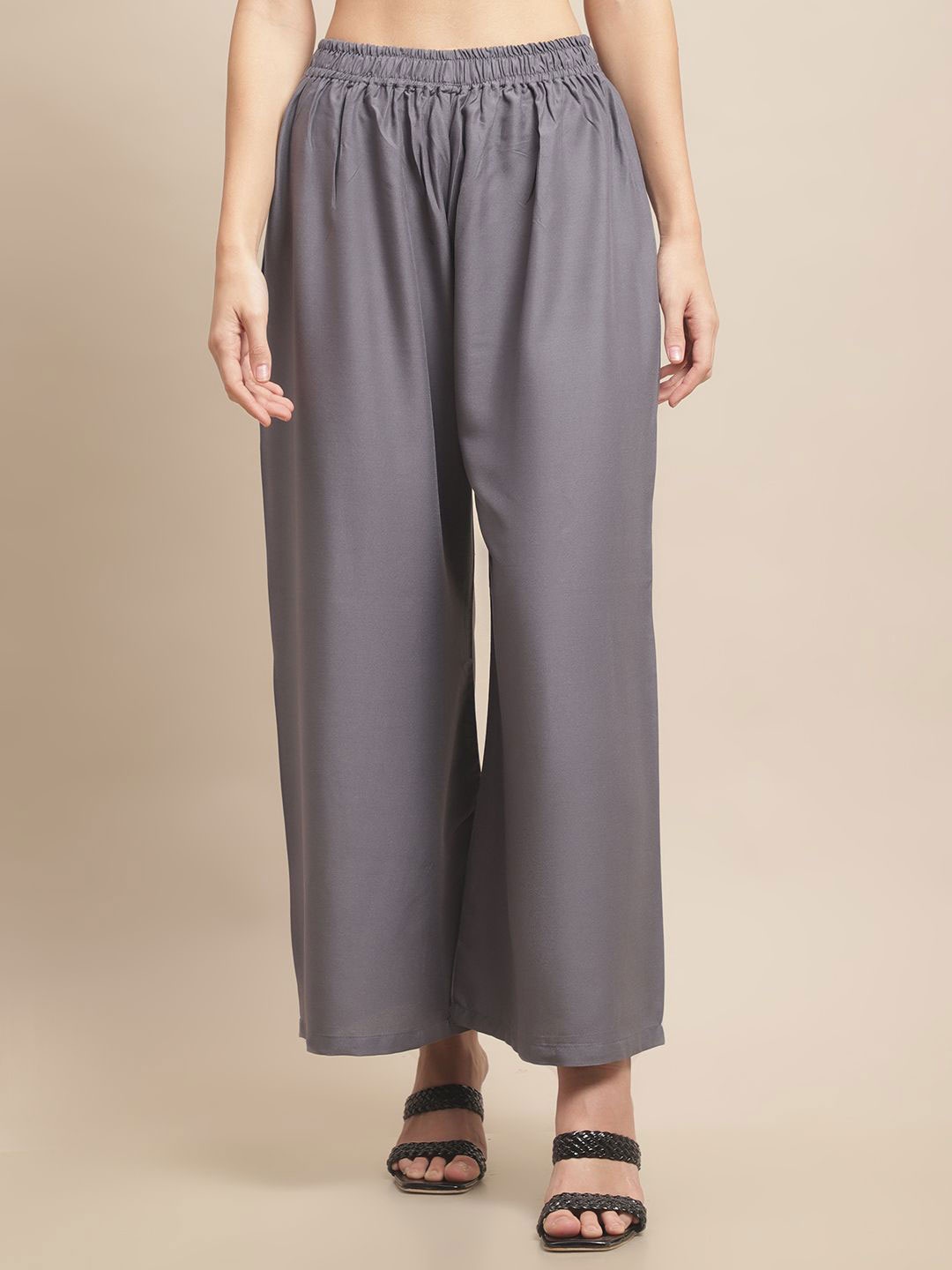 

Valles365 by S.C. Women Flared Palazzos, Grey
