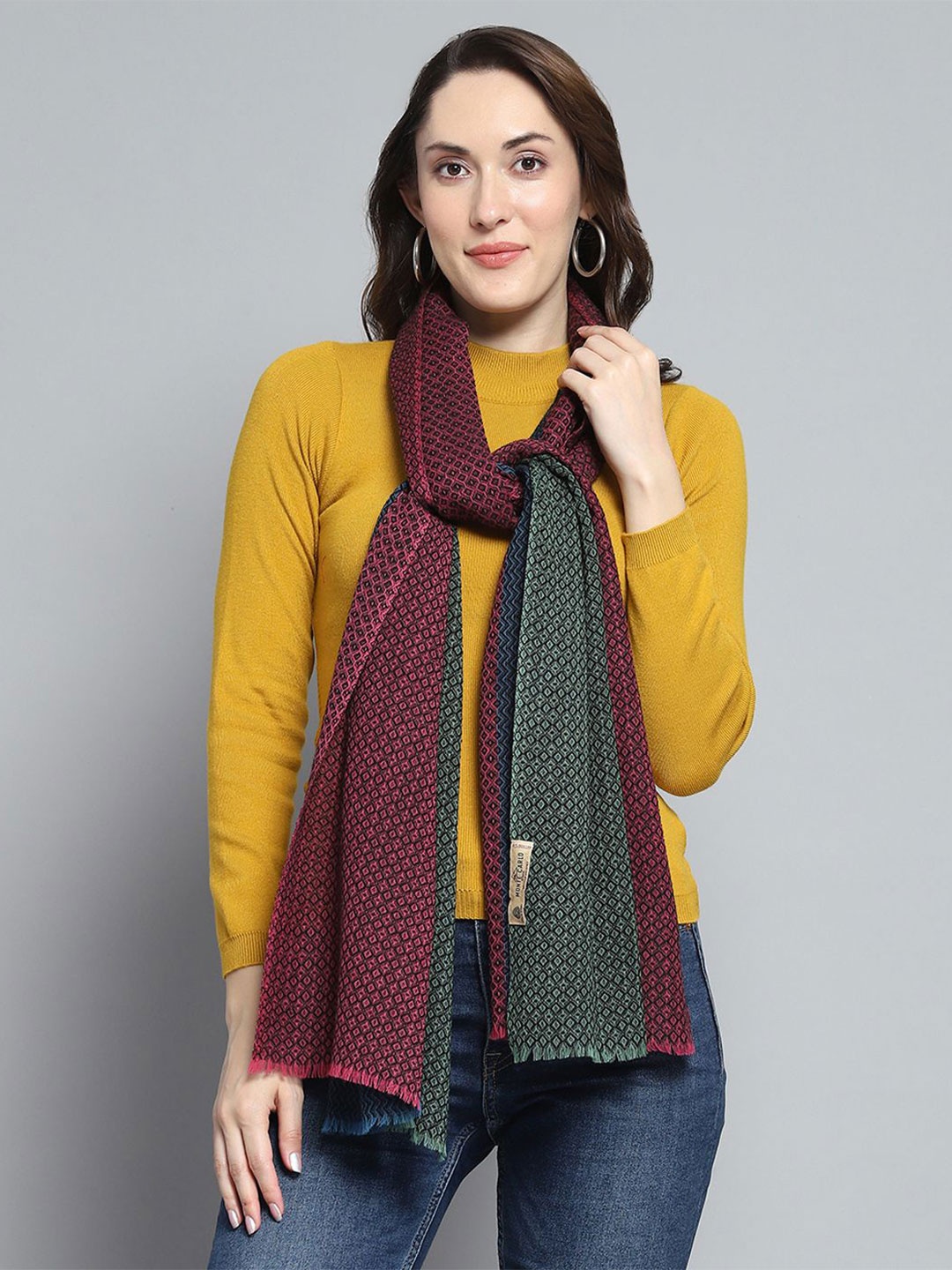 

Monte Carlo Geometric Woven-Design Shawl, Purple