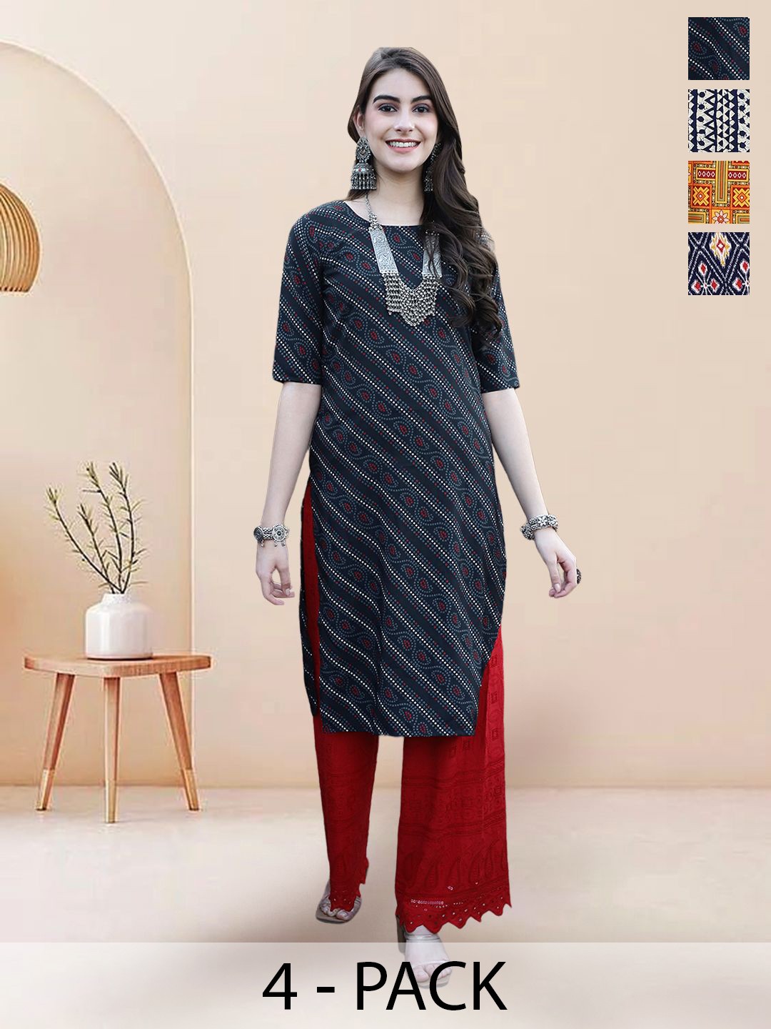 

7Threads Women Ethnic Motifs Printed Floral Crepe Kurta, Multi