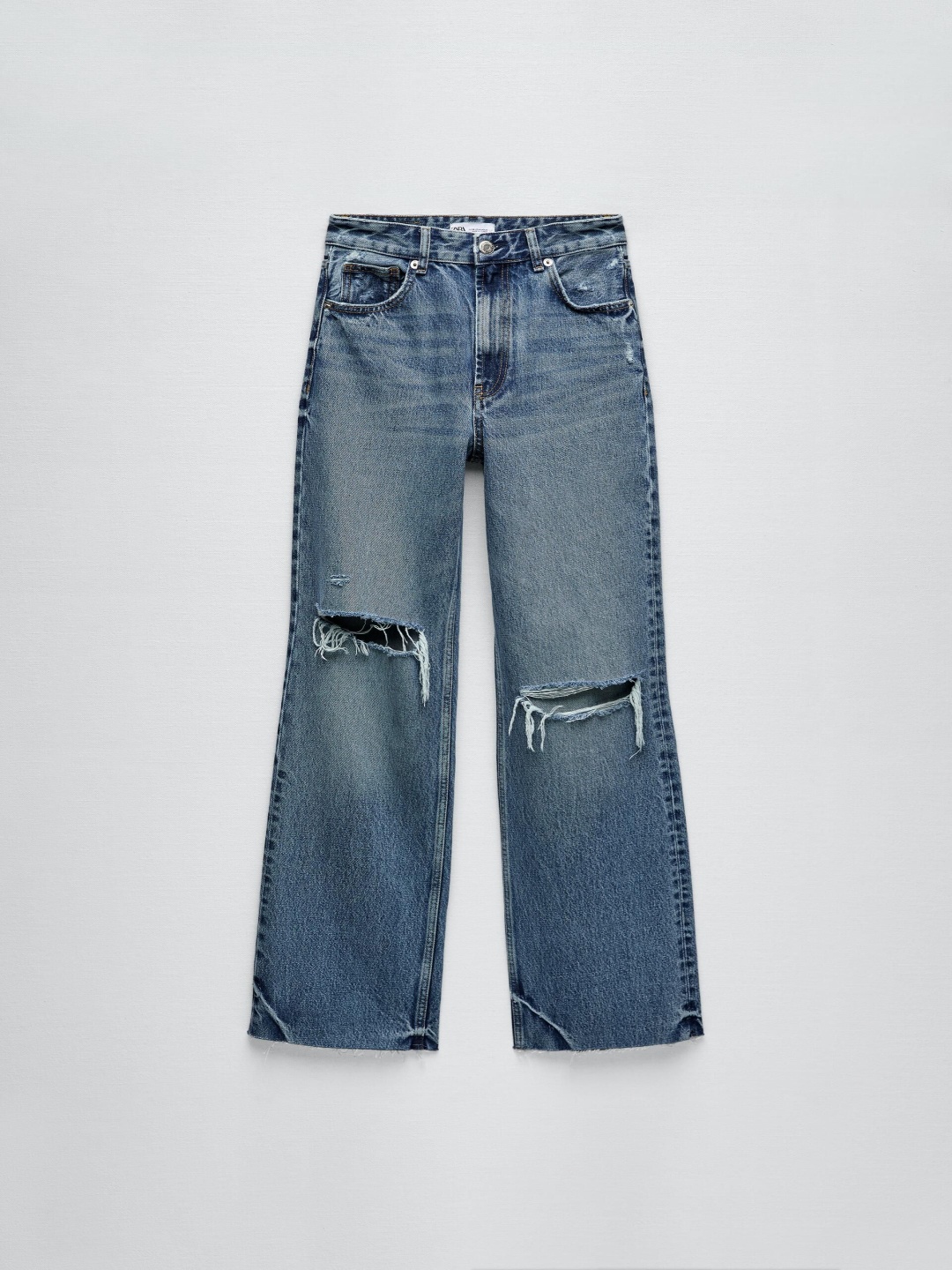 

ZARA Women Faded Trousers, Blue