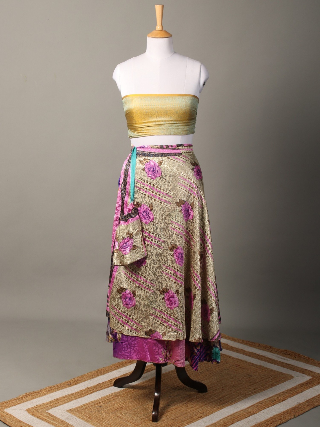 

Exotic India Silk Blend Printed Reversible Wrap Maxi Skirt, Assorted