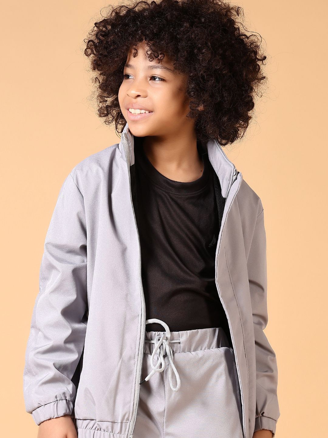 

V-Mart Boys Mock Collar Pure Cotton Sweatshirt With Jogger, Grey