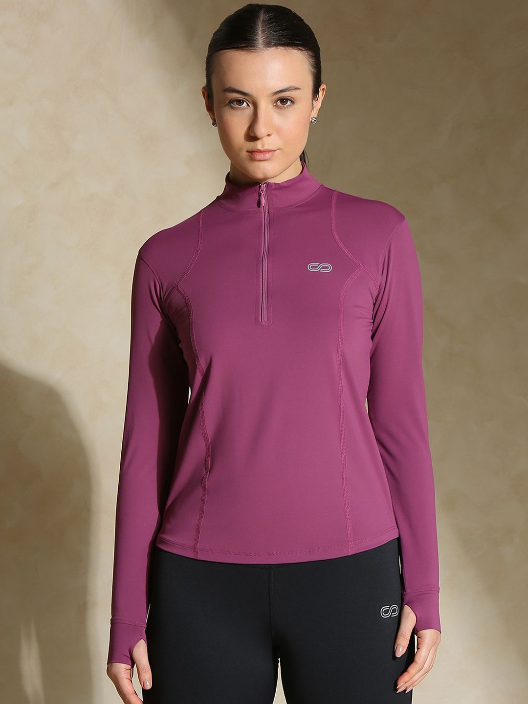 

Silvertraq Women Anti Odour Solid High Neck T-shirt, Purple