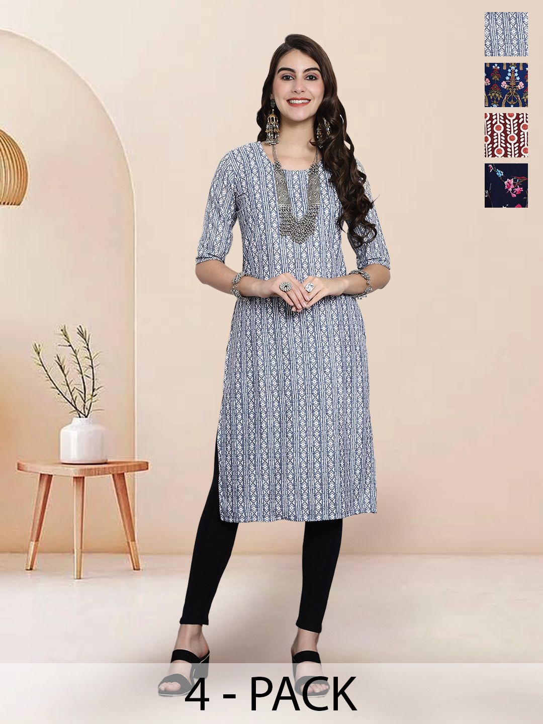 

7Threads Women Ethnic Motifs Printed Floral Crepe Kurta, Multi