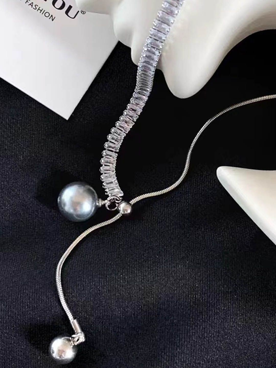 

StyleCast Elegant Silver-Toned Stone Studded Necklace