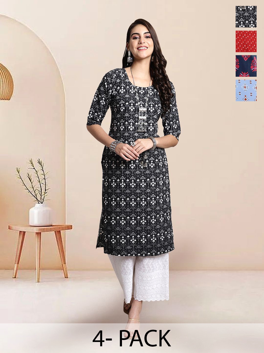 

7Threads Women Ethnic Motifs Printed Floral Crepe Kurta, Multi