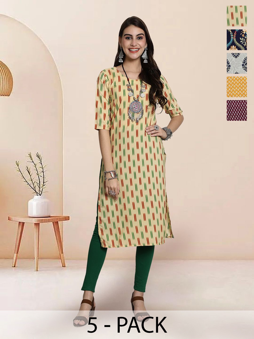 

7Threads Women Ethnic Motifs Printed Floral Crepe Kurta, Multi