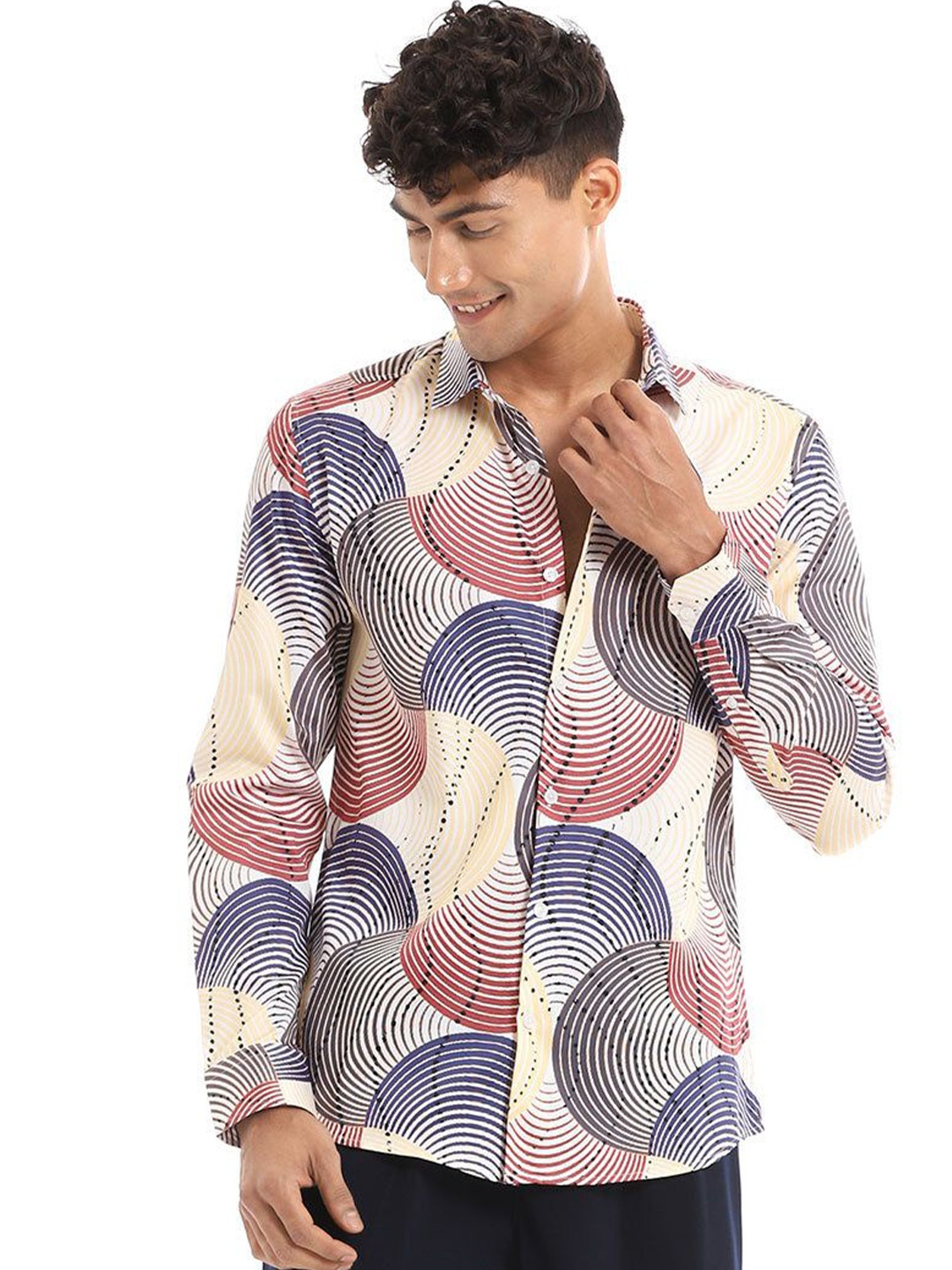 

Banana Club Men Relaxed Slim Fit Opaque Printed Casual Shirt, Grey