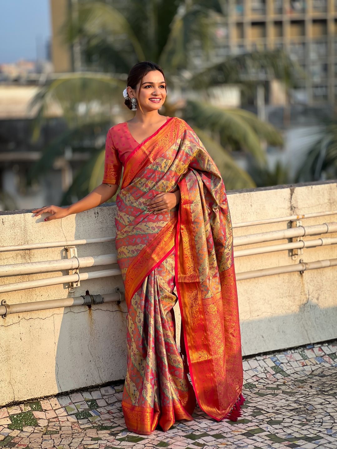 

Suha Art Silk Dharmavaram Saree, Pink