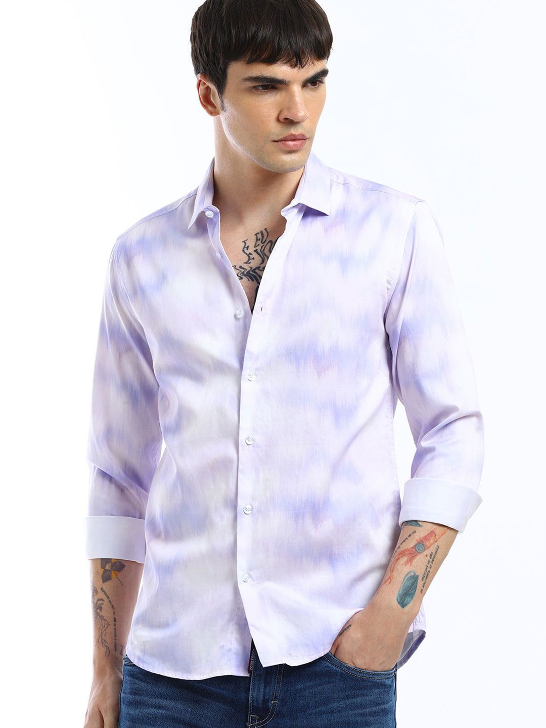 

Banana Club Men Relaxed Slim Fit Ombre Opaque Printed Casual Shirt, Purple