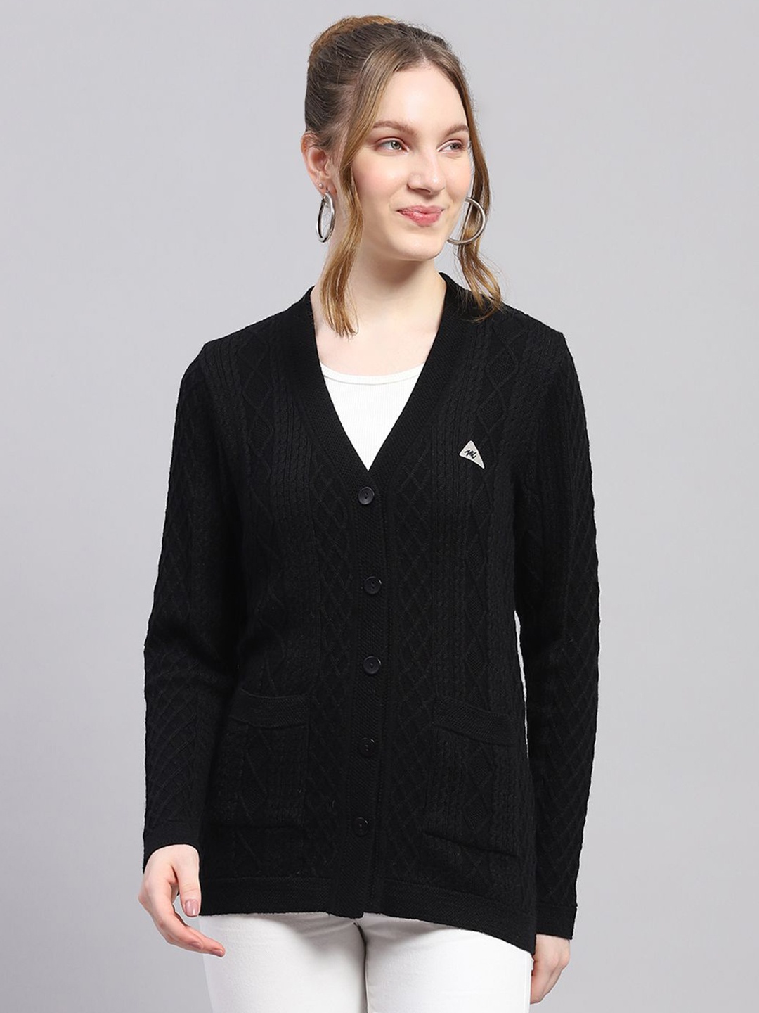 

Monte Carlo Women Cable Knit Woollen, Black