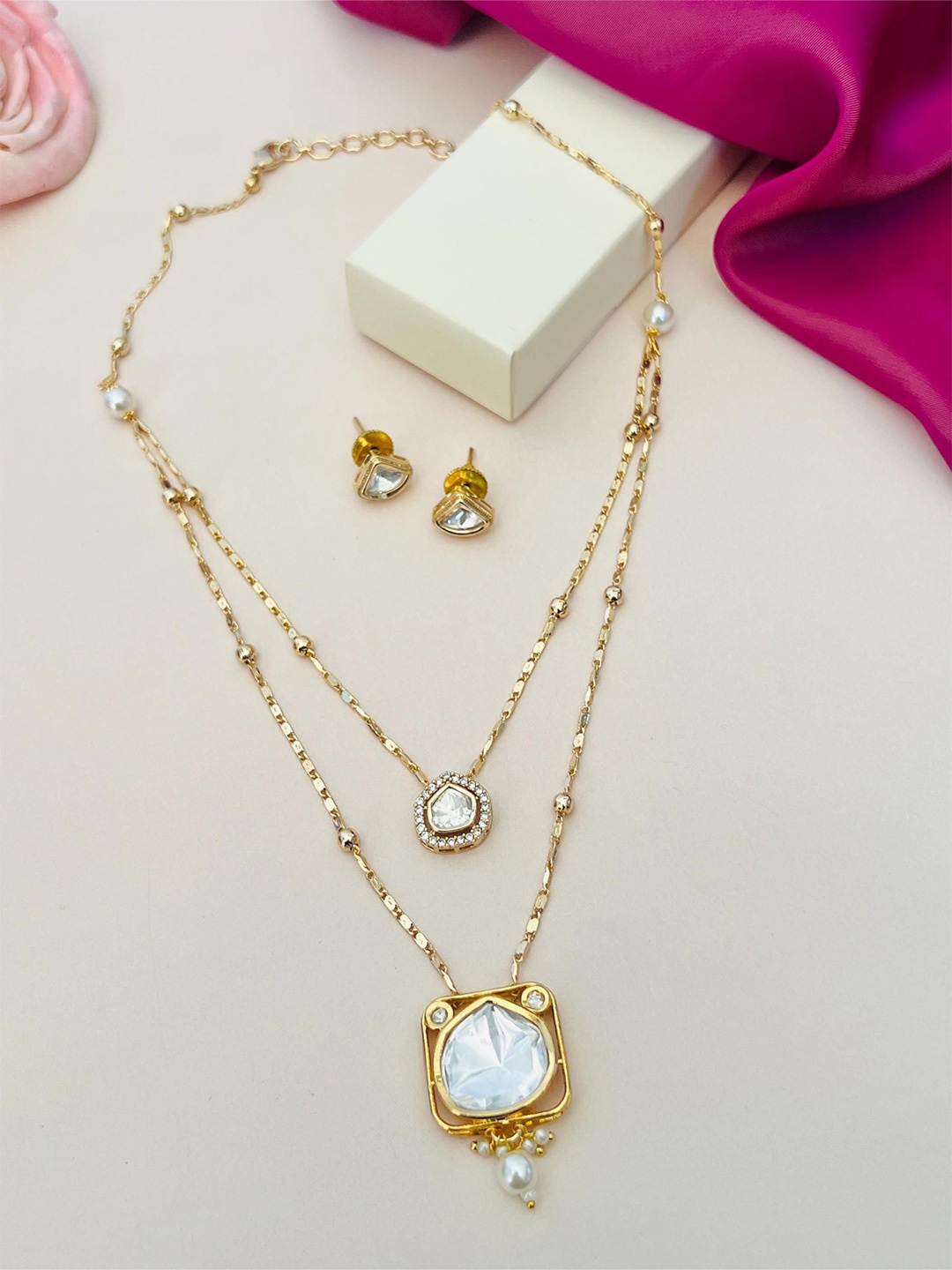 

ABDESIGNS Gold-Plated Layered Necklace and Earrings