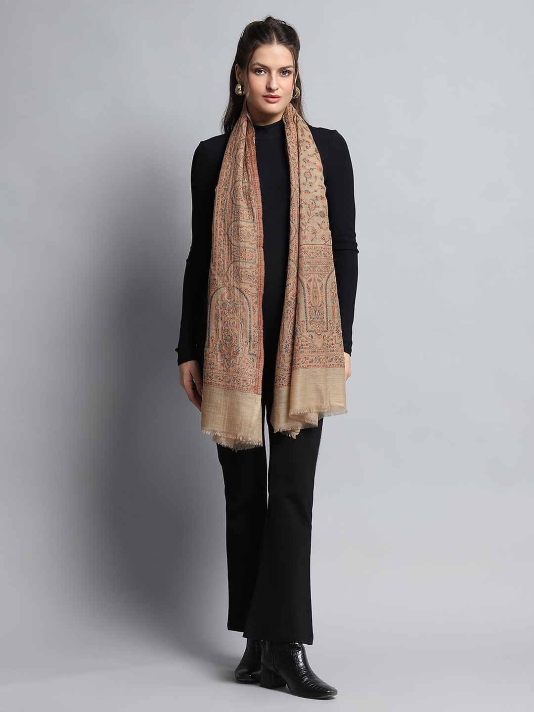 

Monte Carlo Paisley Woven Design Shawl, Brown